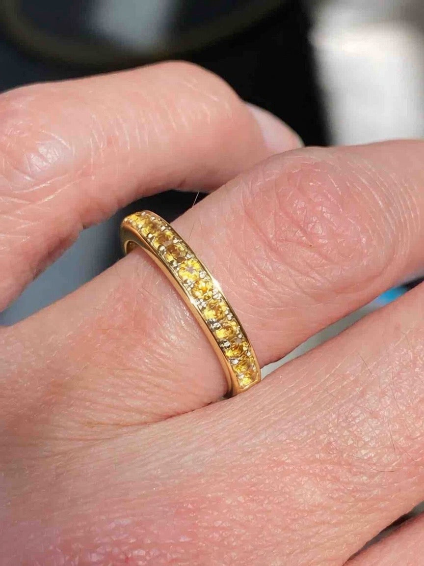 0.50ctw Citrine Eternity Stacking Ring in Sterling Silver / 9ct Yellow Gold