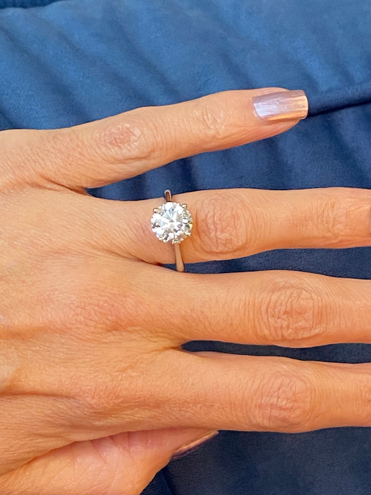 3.03 Carat Round Cut D Colour Lab Diamond Solitaire Engagement Ring in Platinum