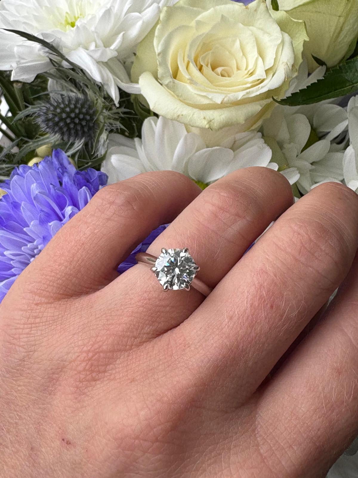 2.00 Carat Knife Edge Round Brilliant Moissanite Solitaire Ring