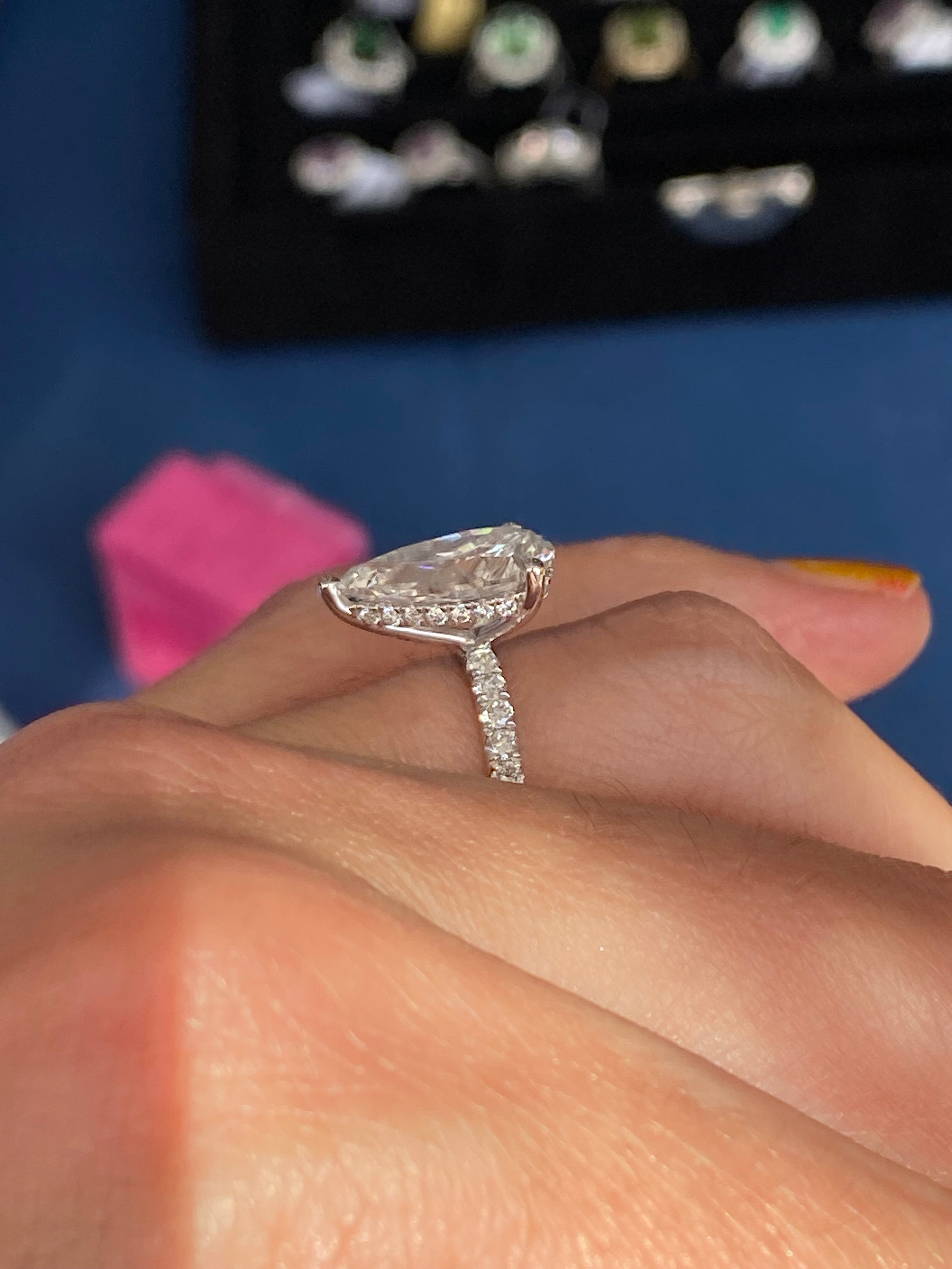 3.01 Carat Pear Cut D Colour Lab Diamond Solitaire Engagement Ring in Platinum