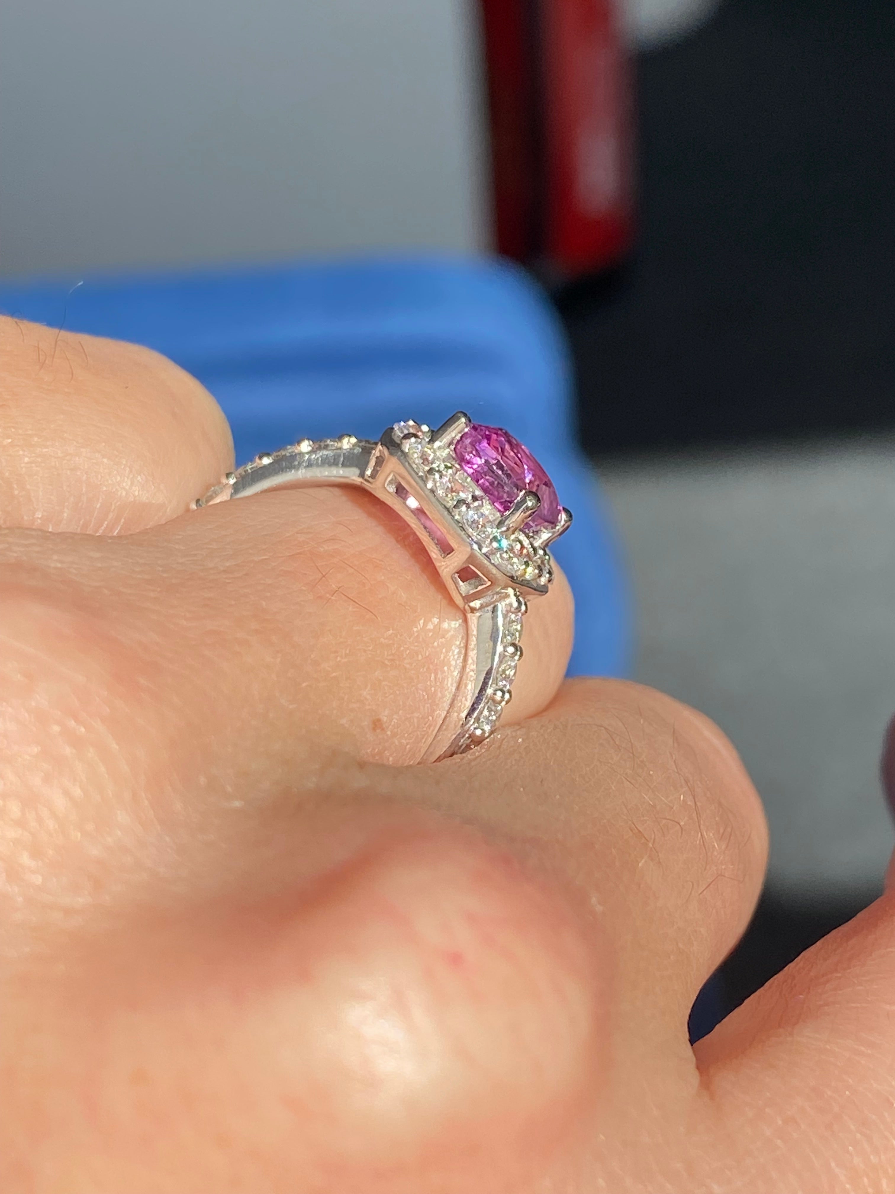 3.08 CTW Pink Sapphire and Natural Diamond Ring in Platinum