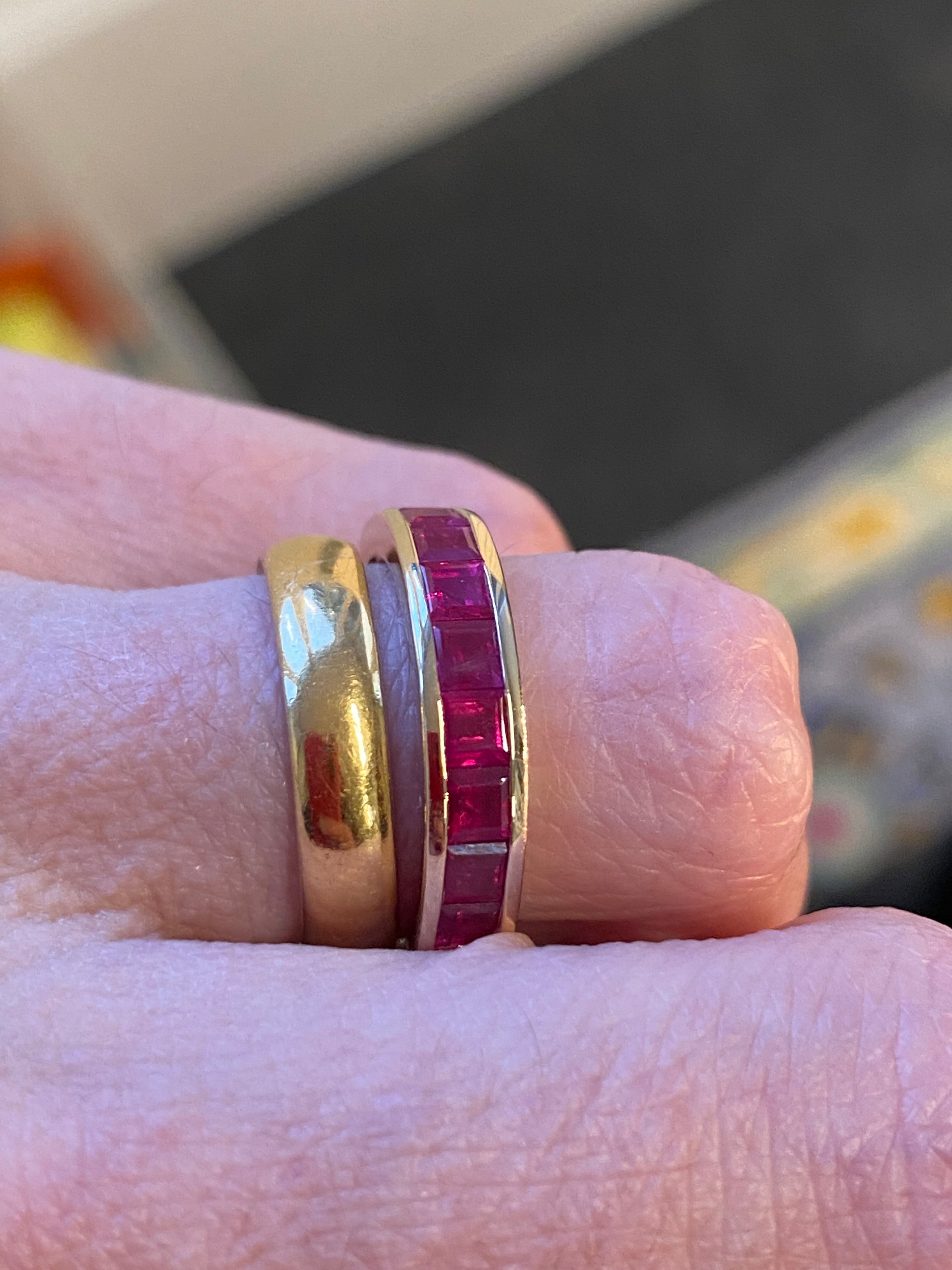 Princess Cut Channel Set Ruby in 9ct Yellow Gold