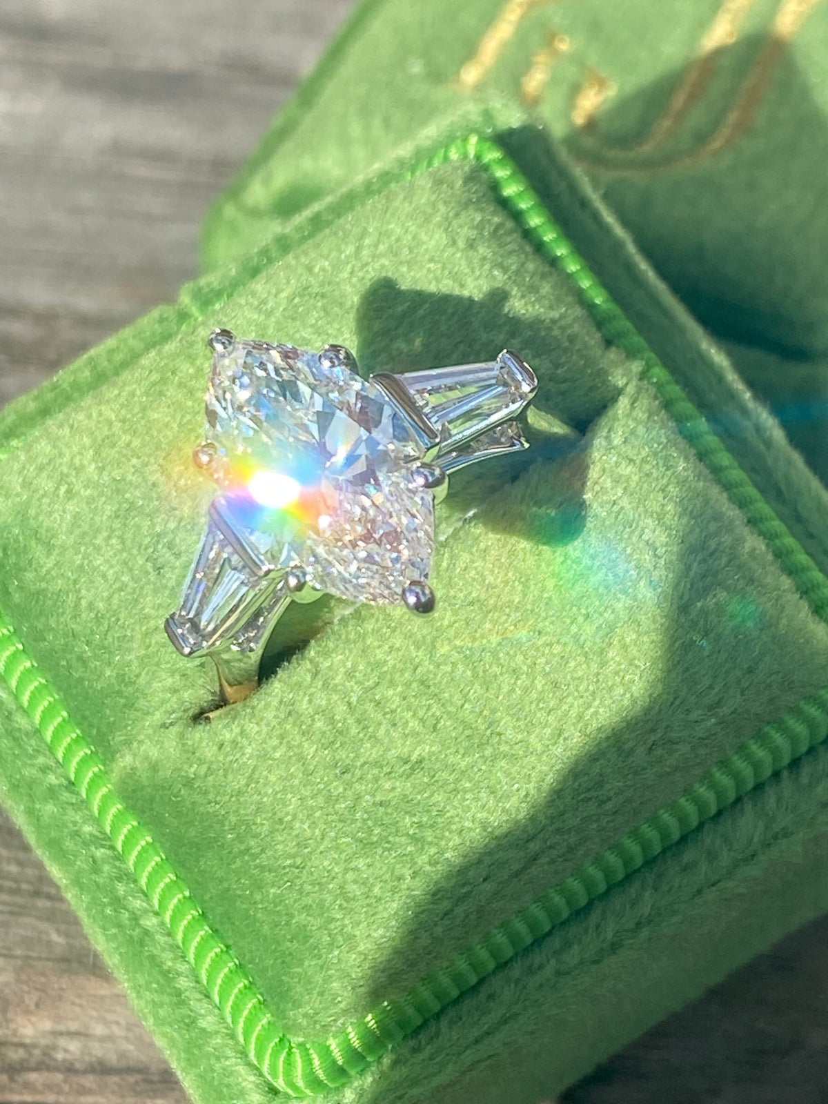 3.98 CTW Marquise Cut Lab Diamond Engagement Ring in Platinum