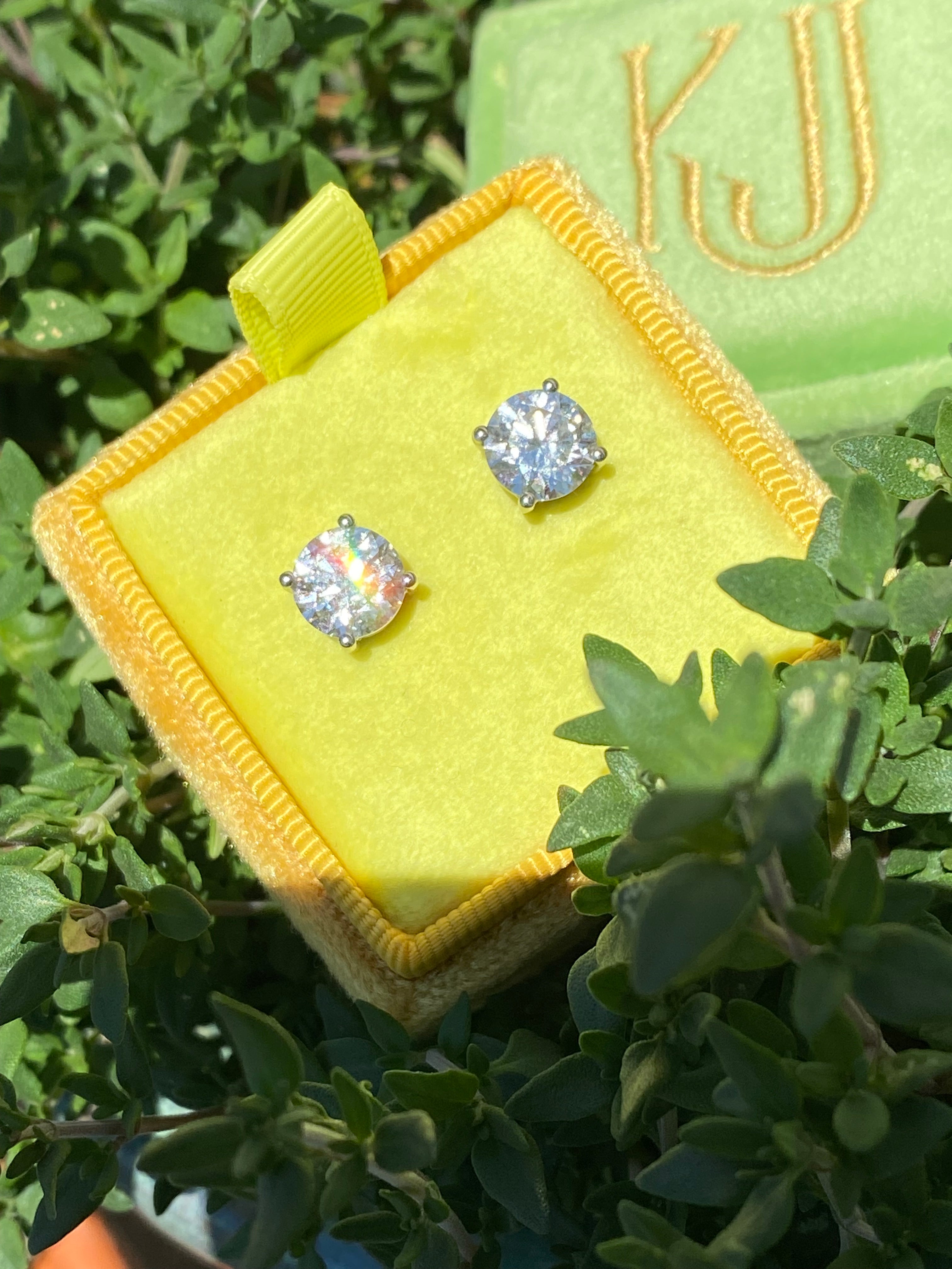 4.00 CTW + Lab Grown Diamond Solitaire Stud Earrings, at Least F Colour / VVS Clarity