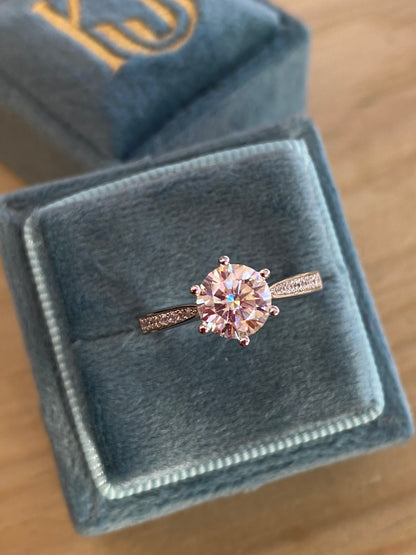 1.00 Carat Round Cut Solitaire Moissanite Engagement Ring
