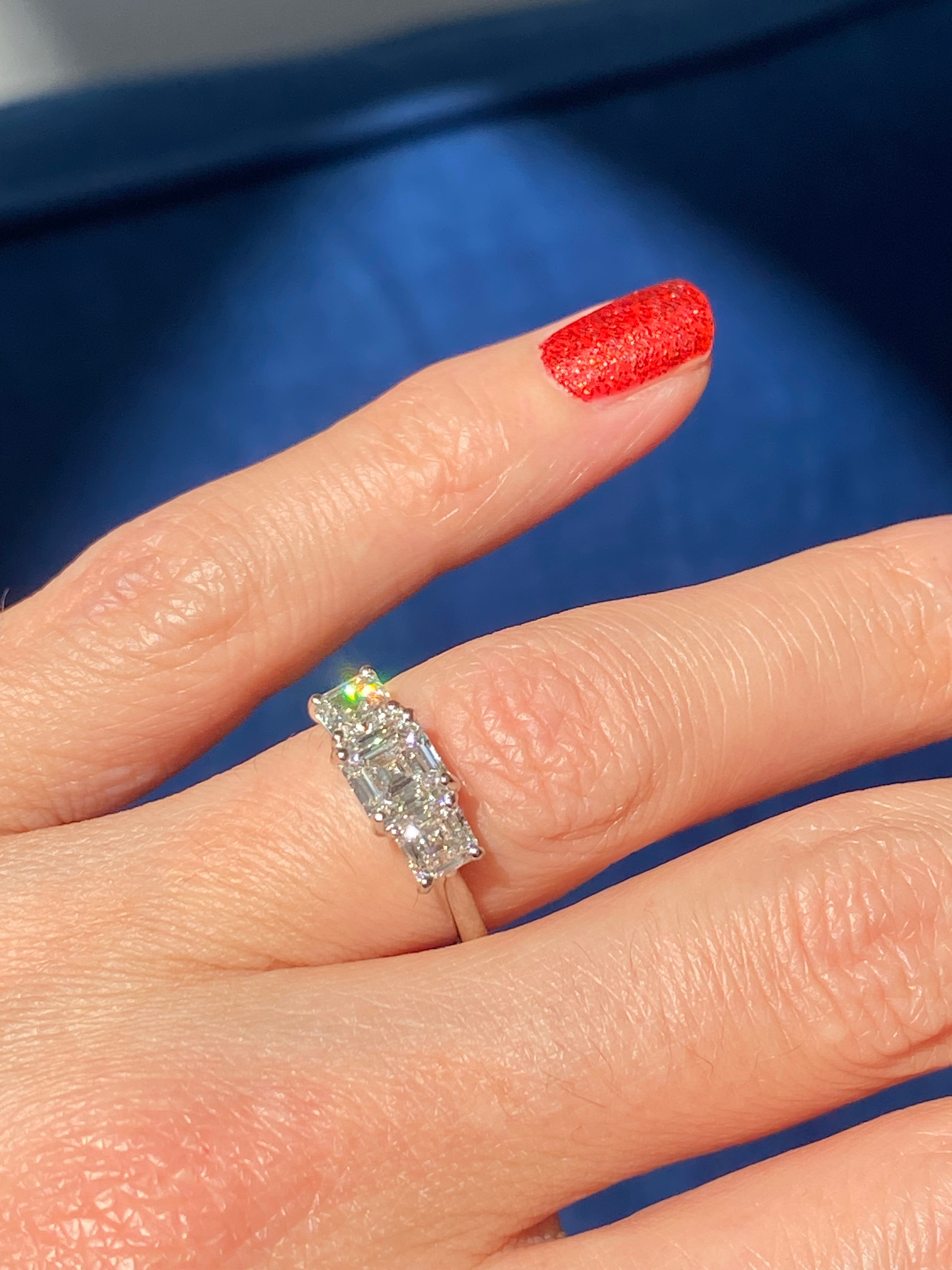 Heritage 2.00 CT + Asscher Cut Lab Grown Diamond Three Stone Trilogy Engagement Ring, at Least F Colour / VVS Clarity
