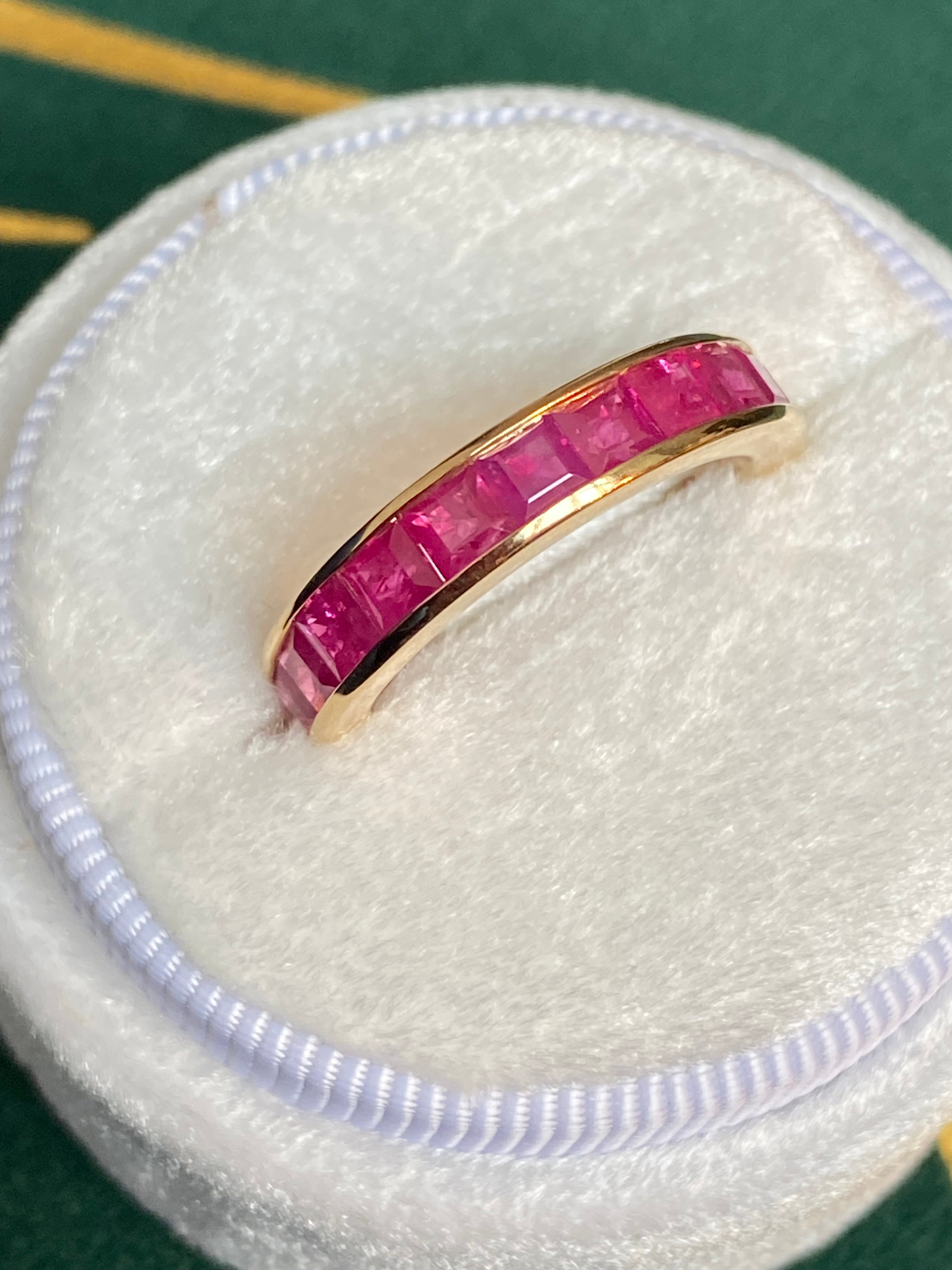 2.03ctw Princess Cut Channel Set Ruby in 9ct Yellow Gold