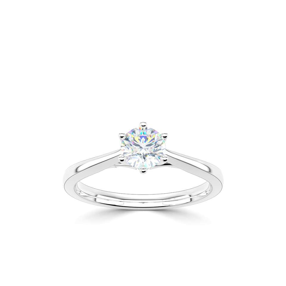 2.00 CT + Round Brilliant Lab Grown Diamond Six Claw Solitaire Engagement Ring, at Least F Colour / VVS Clarity
