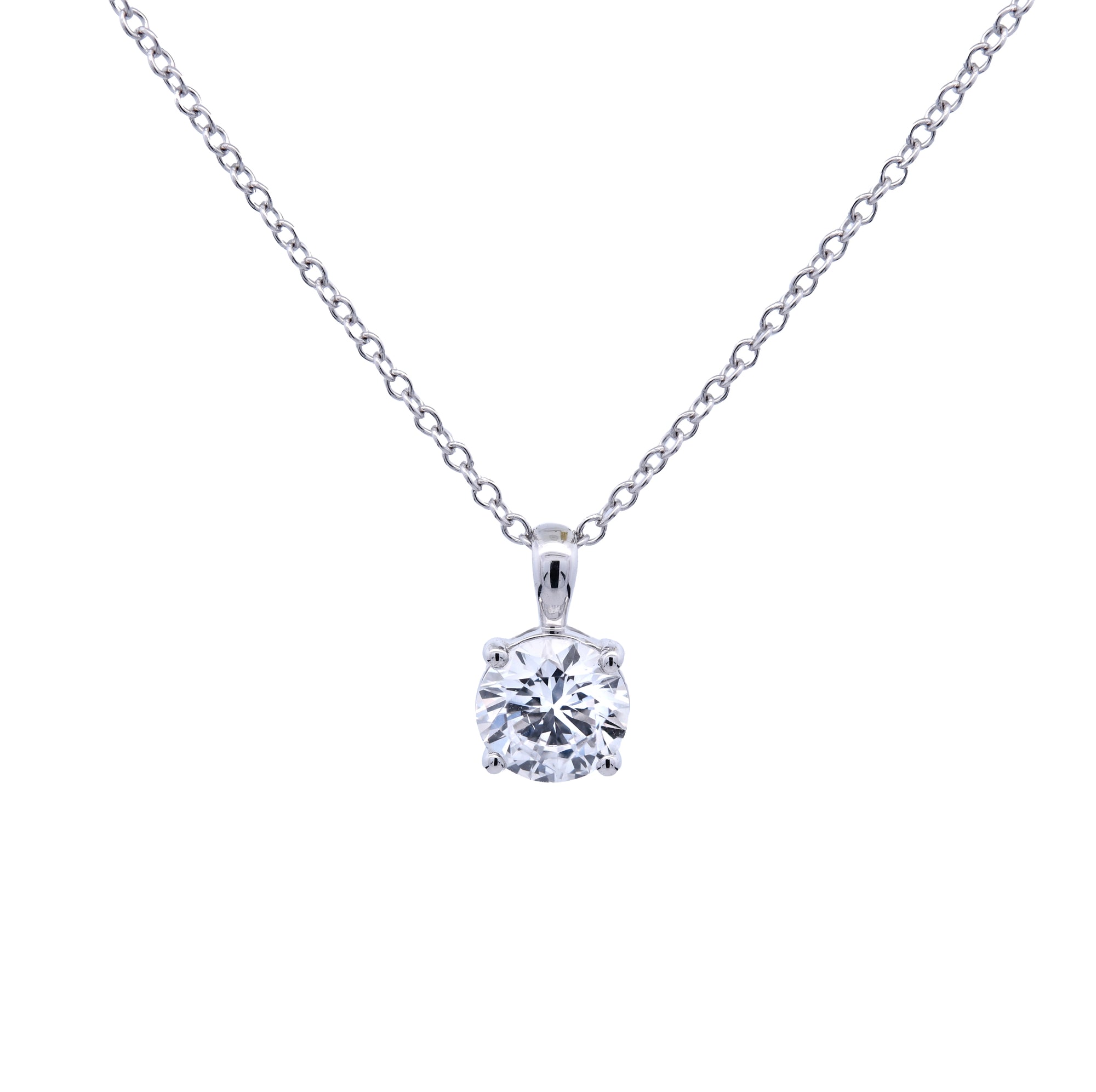 0.90ct Round Brilliant Lab Grown Diamond Pendant Necklace, F/G Colour / VS Clarity