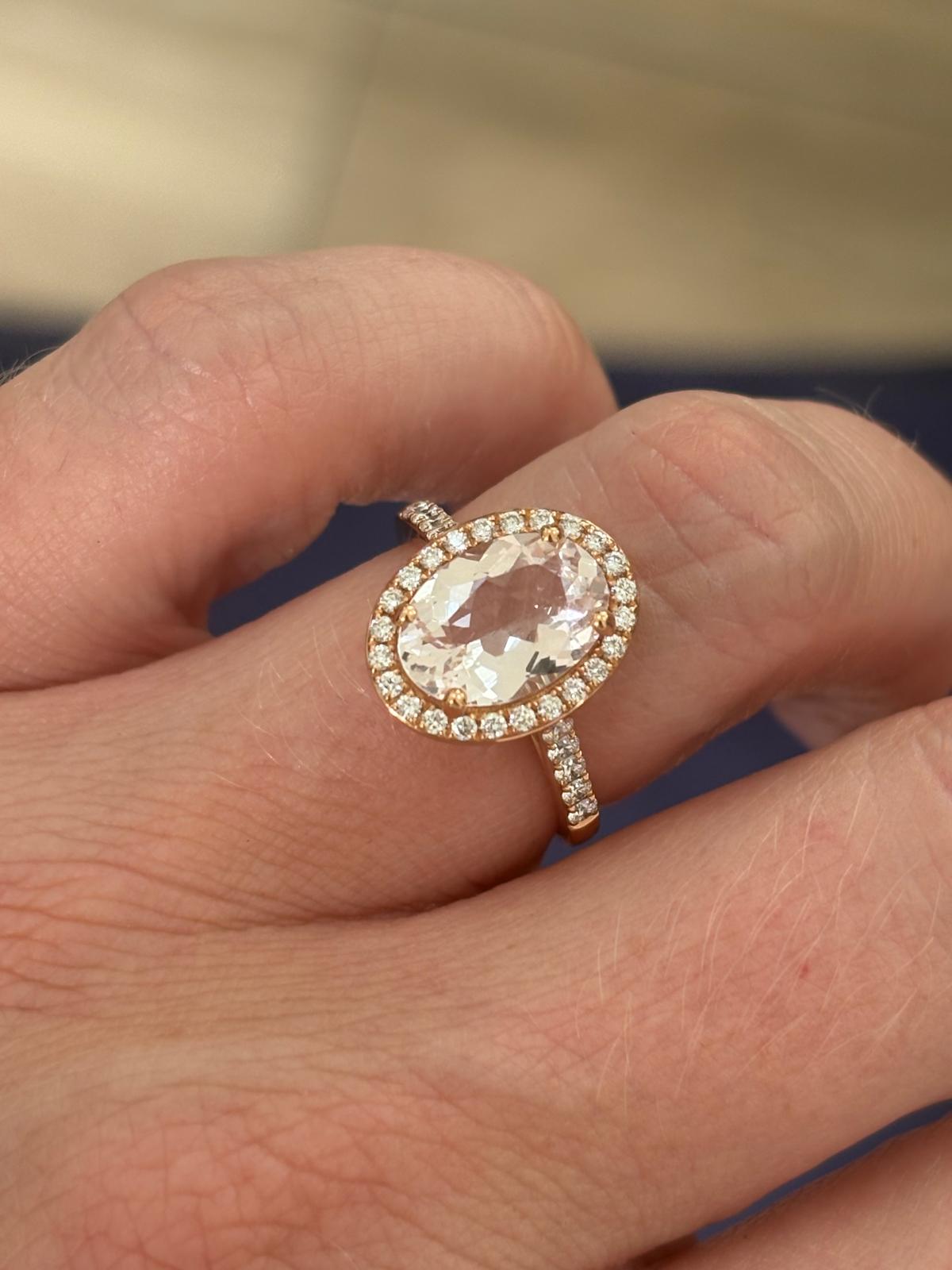2.63 CTW Morganite and Natural Diamond Ring in 18ct Rose Gold