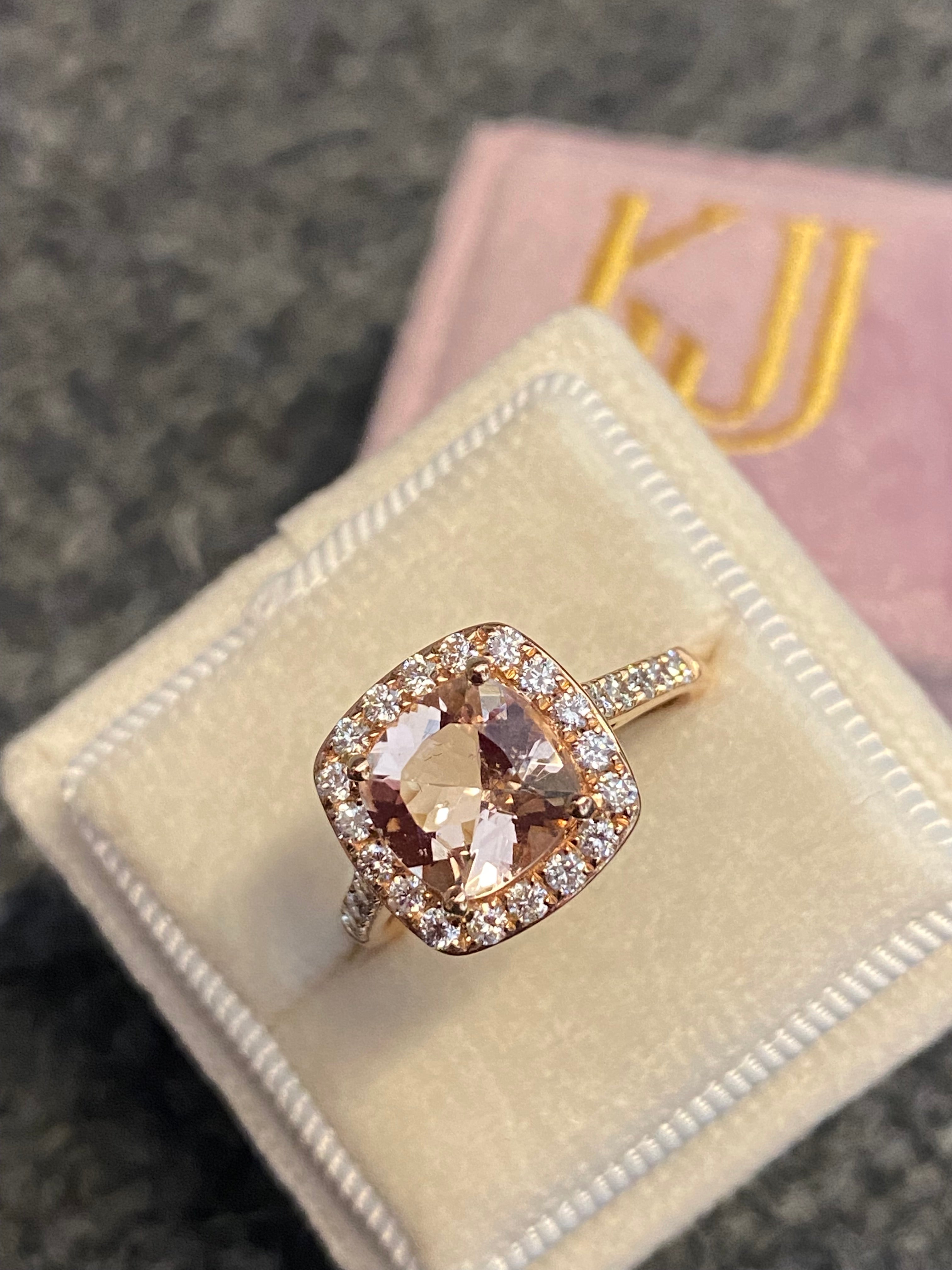1.63 Carat Morganite and Natural Diamond Ring in 18ct Rose Gold