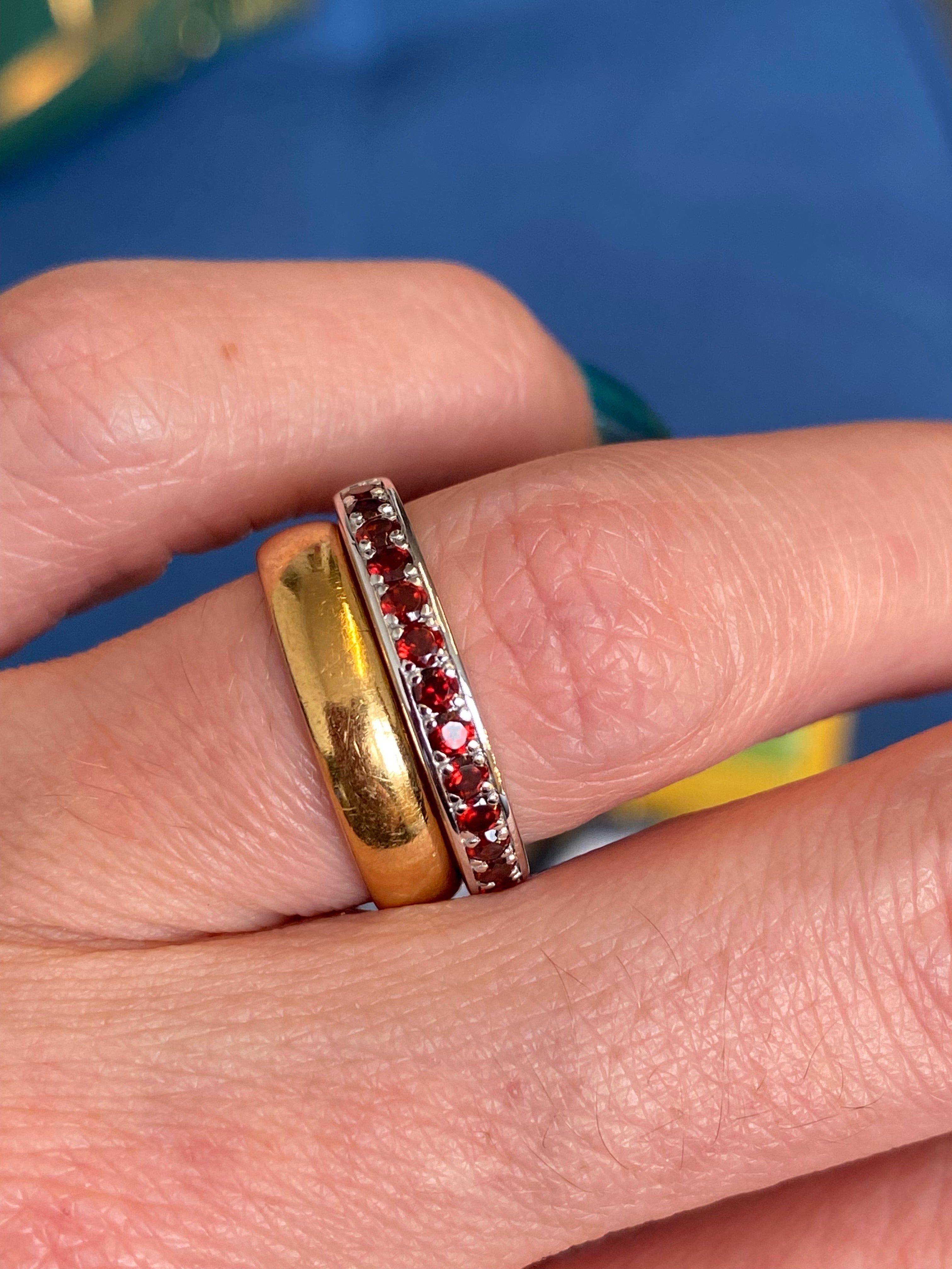 0.50ctw Red Garnet Eternity Stacking Ring in Sterling Silver