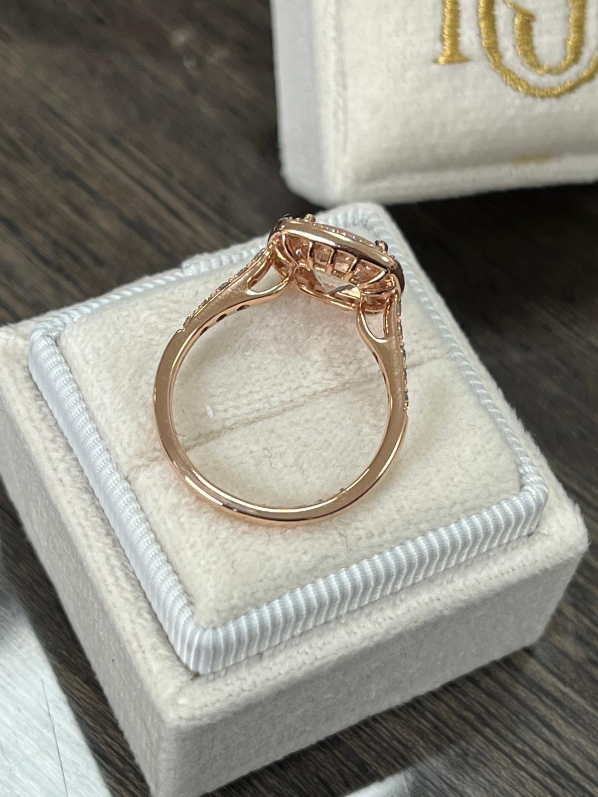 1.63 Carat Morganite and Natural Diamond Ring in 18ct Rose Gold
