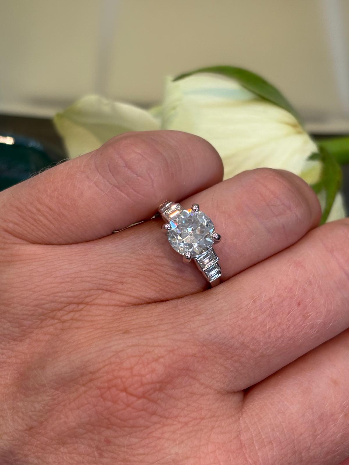 3.00 CTW Moissanite Art Deco Style Engagement Ring