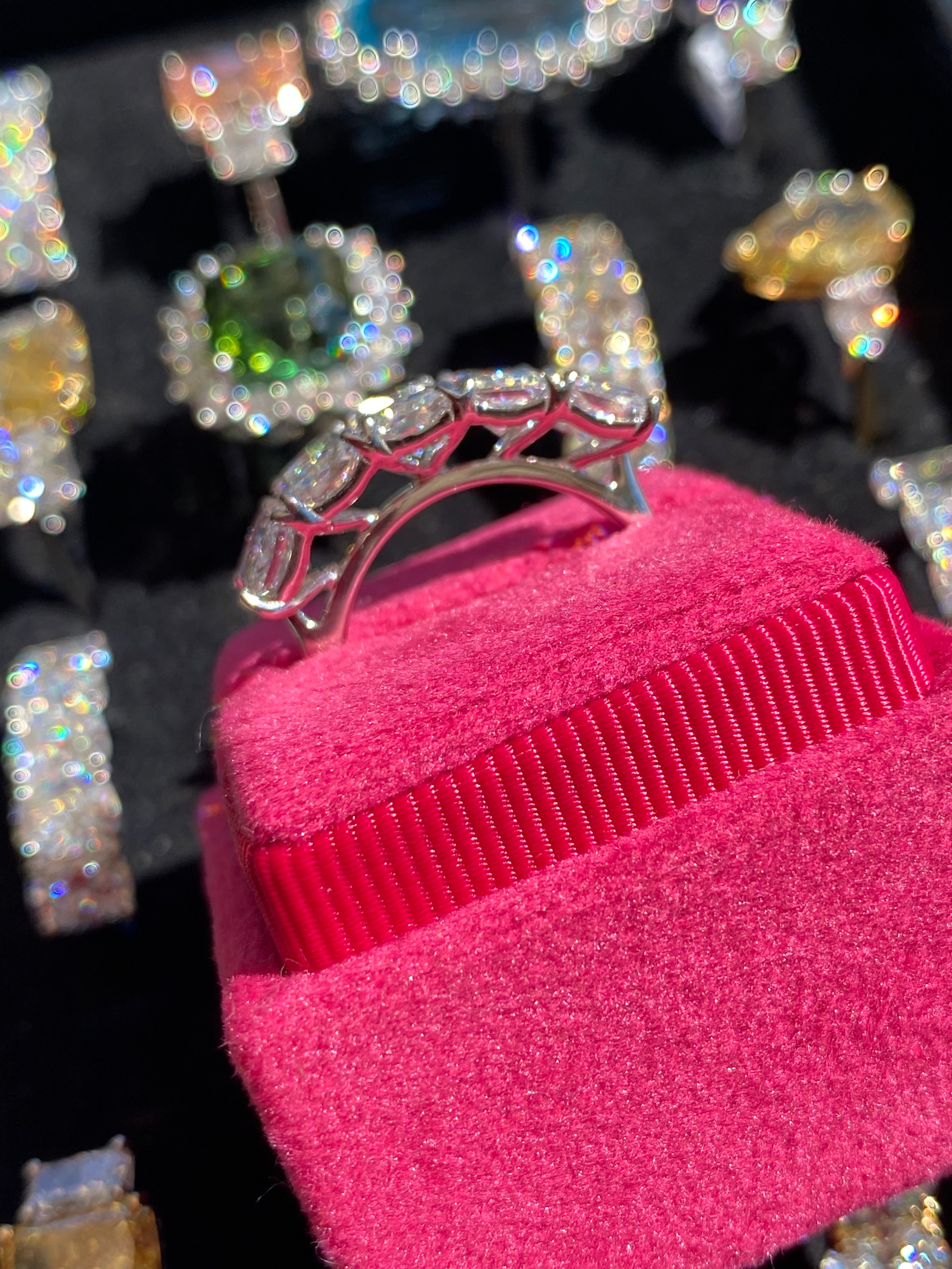 5.09 CTW Radiant Cut D Colour VVS2 Lab Diamond Five Stone Ring in Platinum