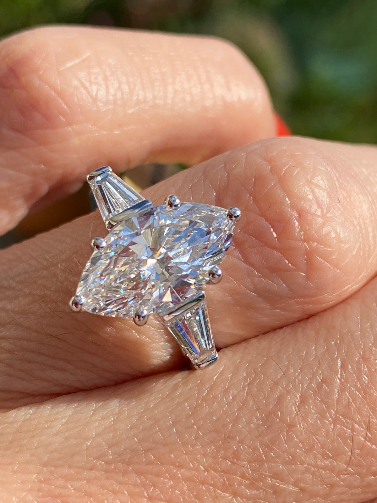 3.98 CTW Marquise Cut Lab Diamond Engagement Ring in Platinum