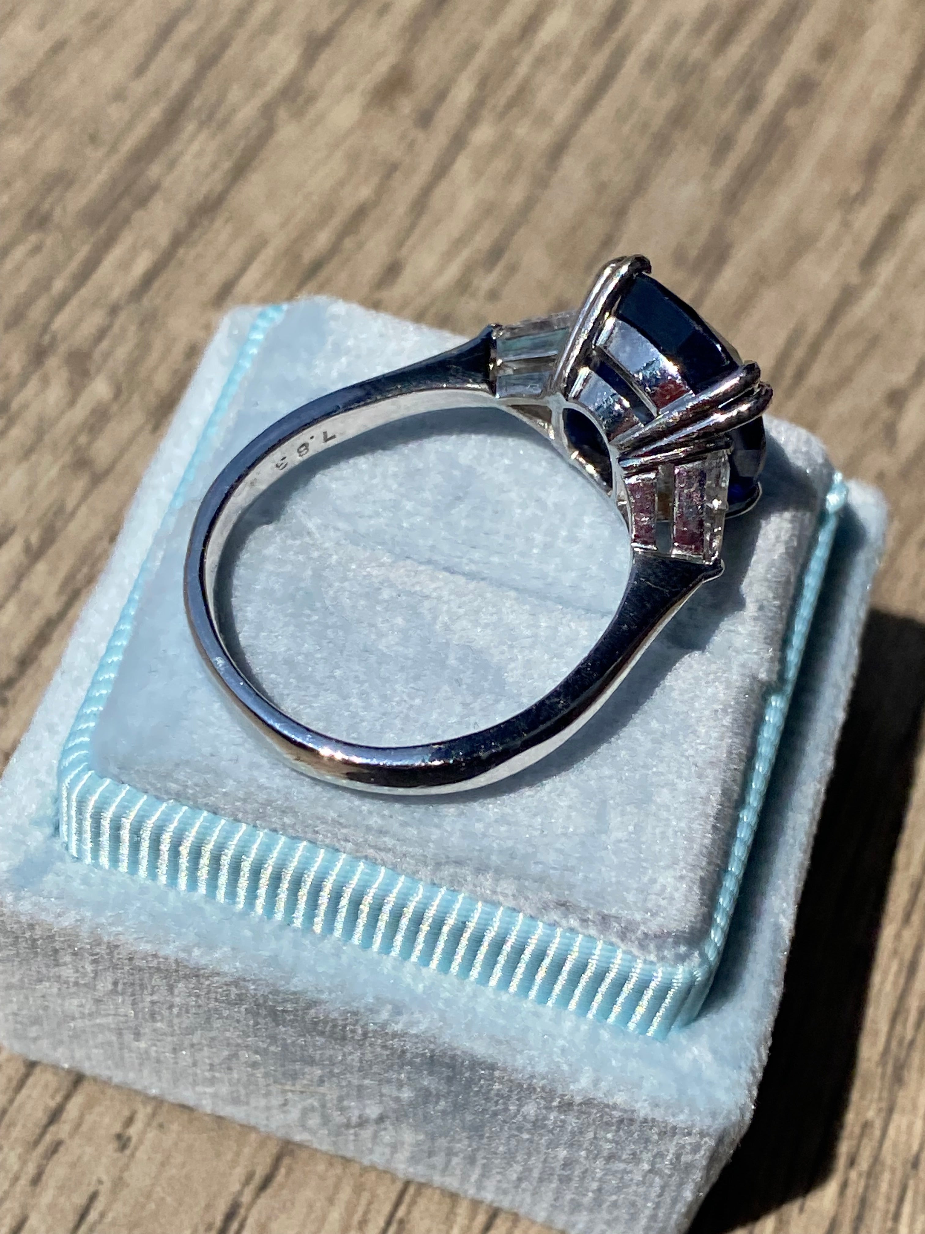 7.82 Carat GIA Certified Blue Ceylon Sapphire and Natural Diamond Engagement Ring in Platinum