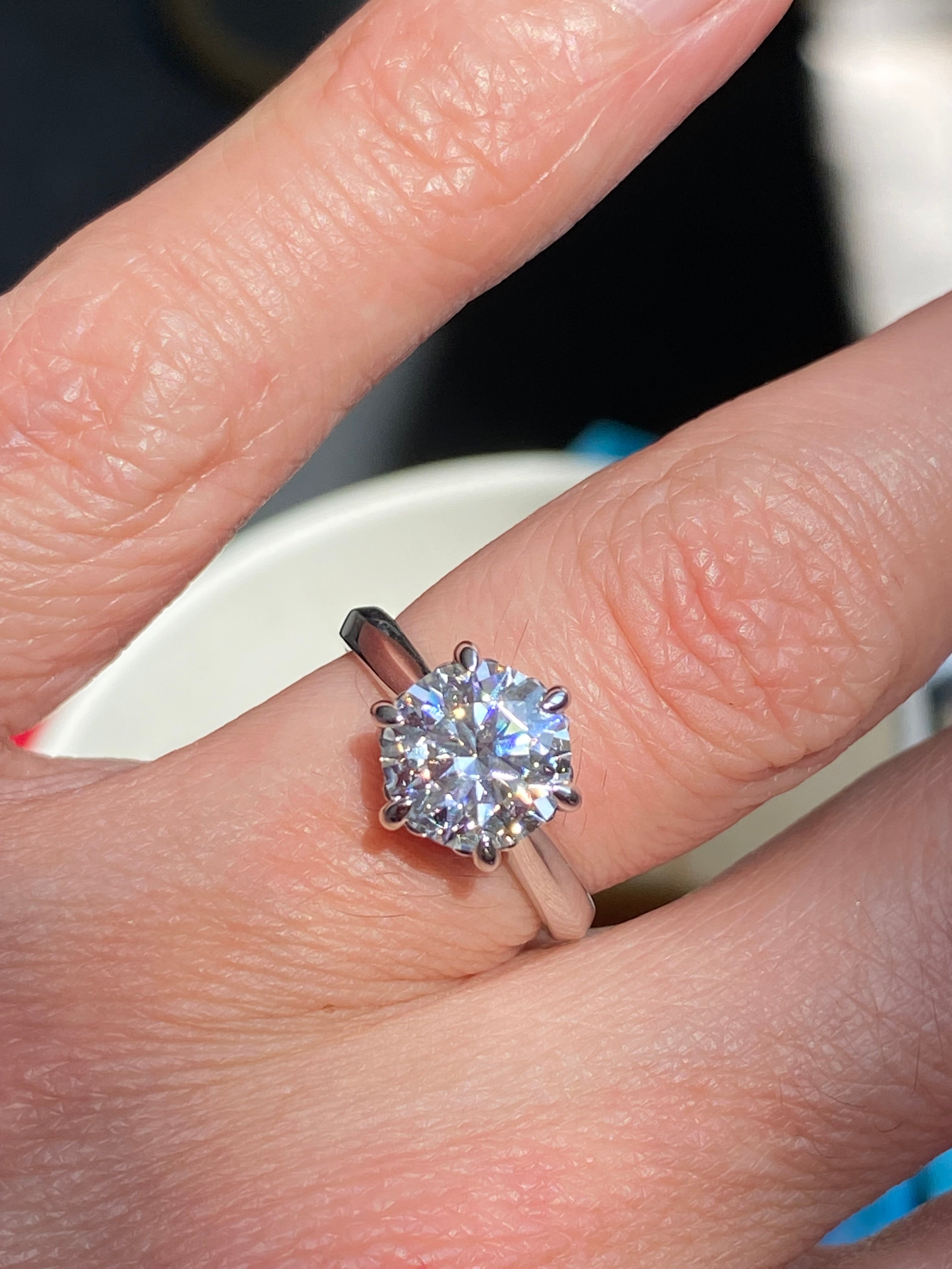 2.00 Carat Knife Edge Round Brilliant Moissanite Solitaire Ring