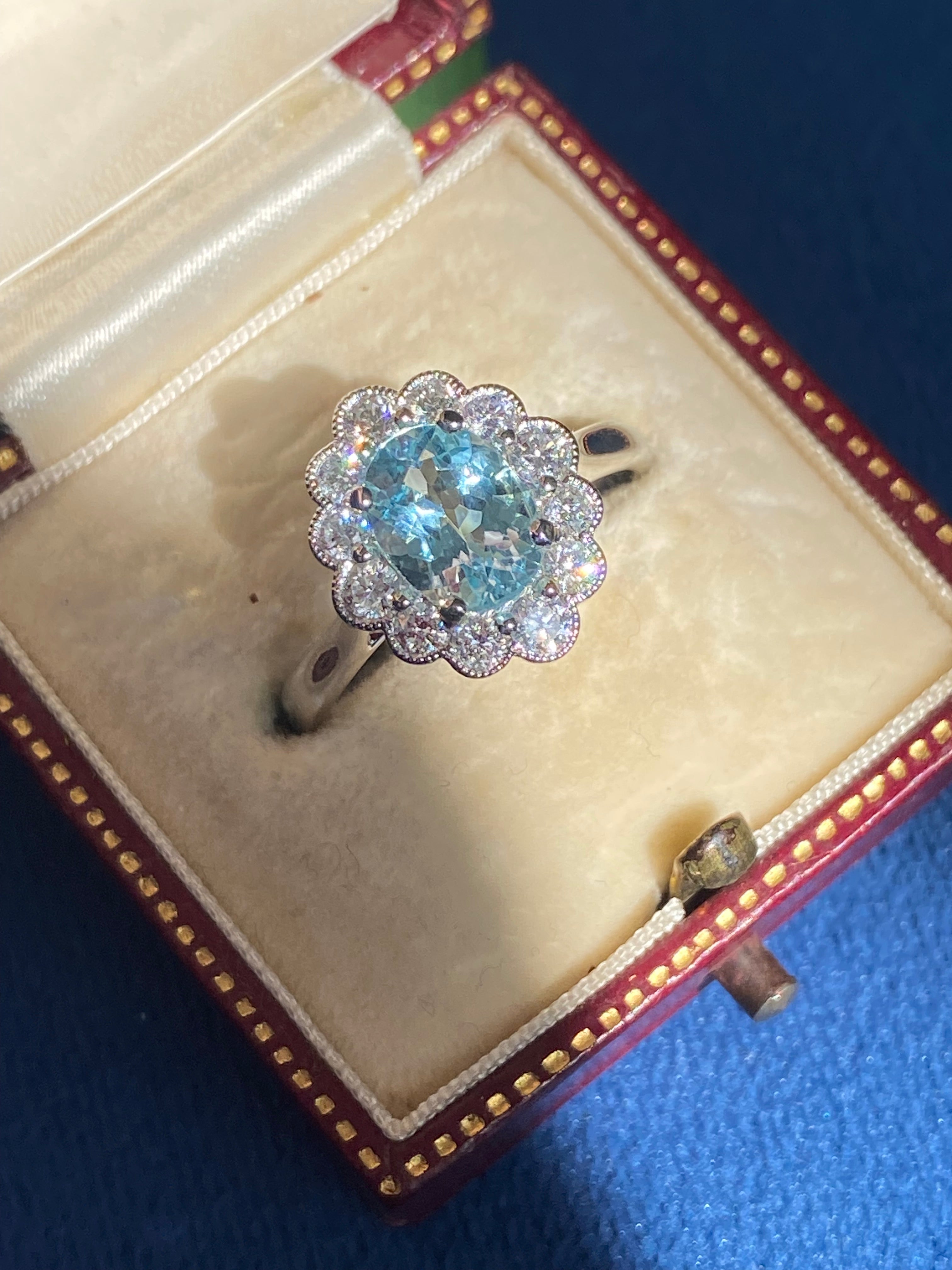 1.63 CTW Aquamarine and Diamond Ring in Platinum
