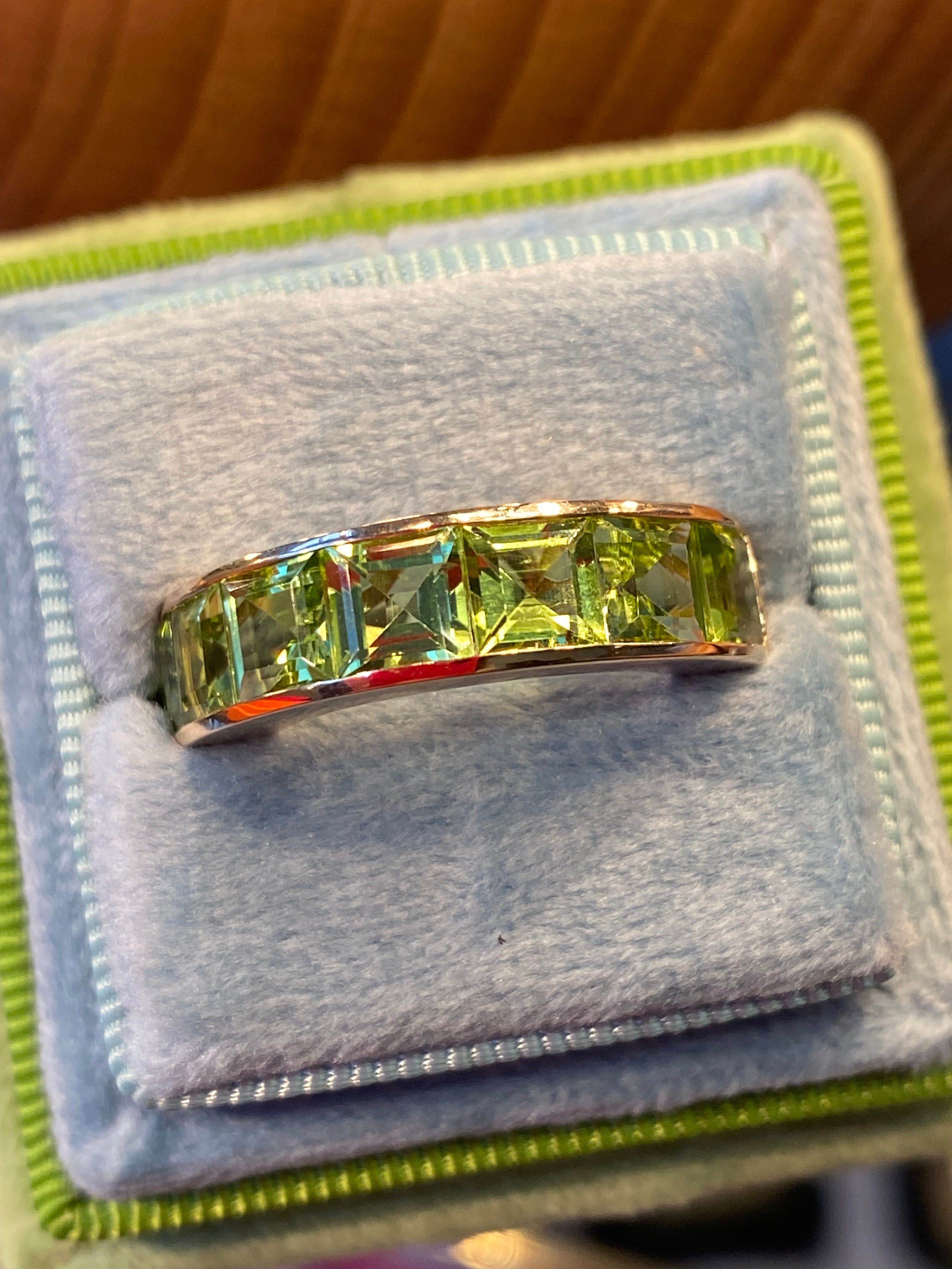 5.08 CTW Peridot Eternity Ring in 9ct Yellow Gold