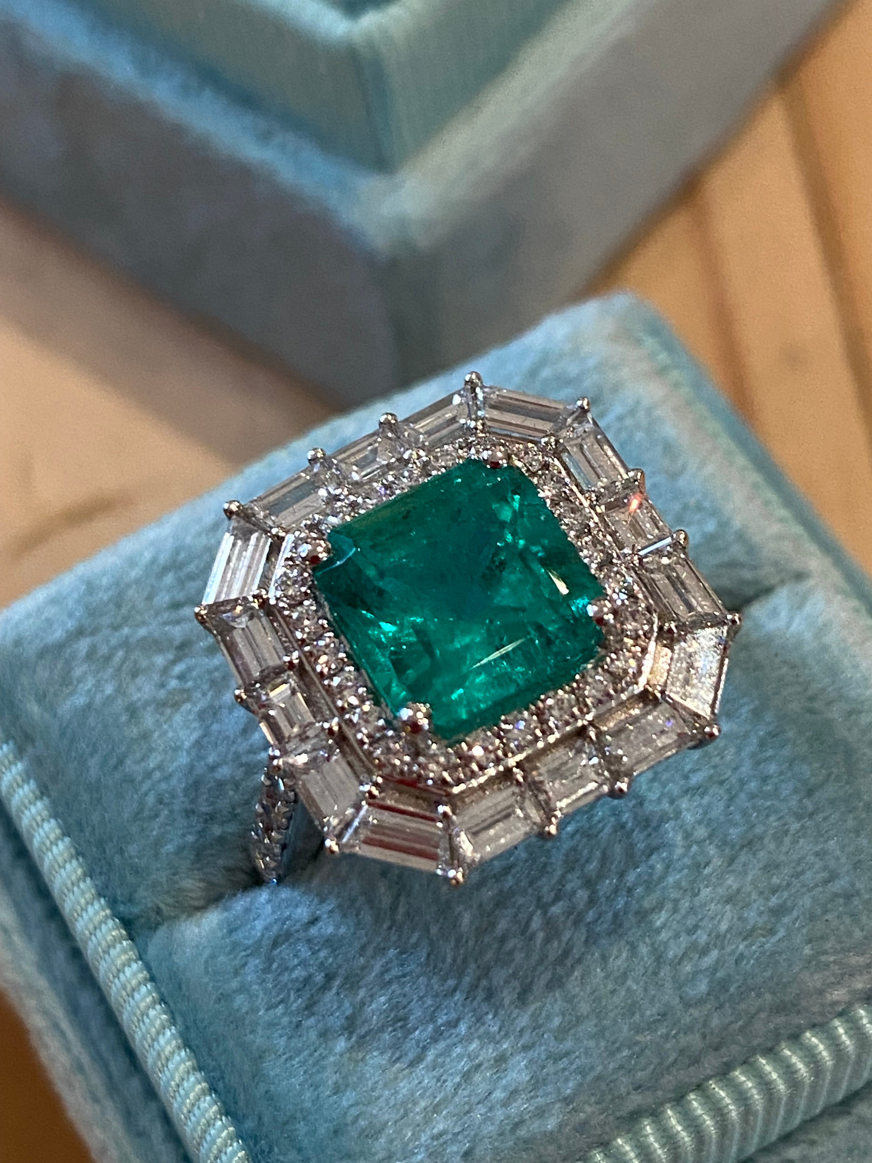 Masterpiece 2.34 Carat Colombian Emerald and 1.67ctw Natural Diamond Ring in Platinum