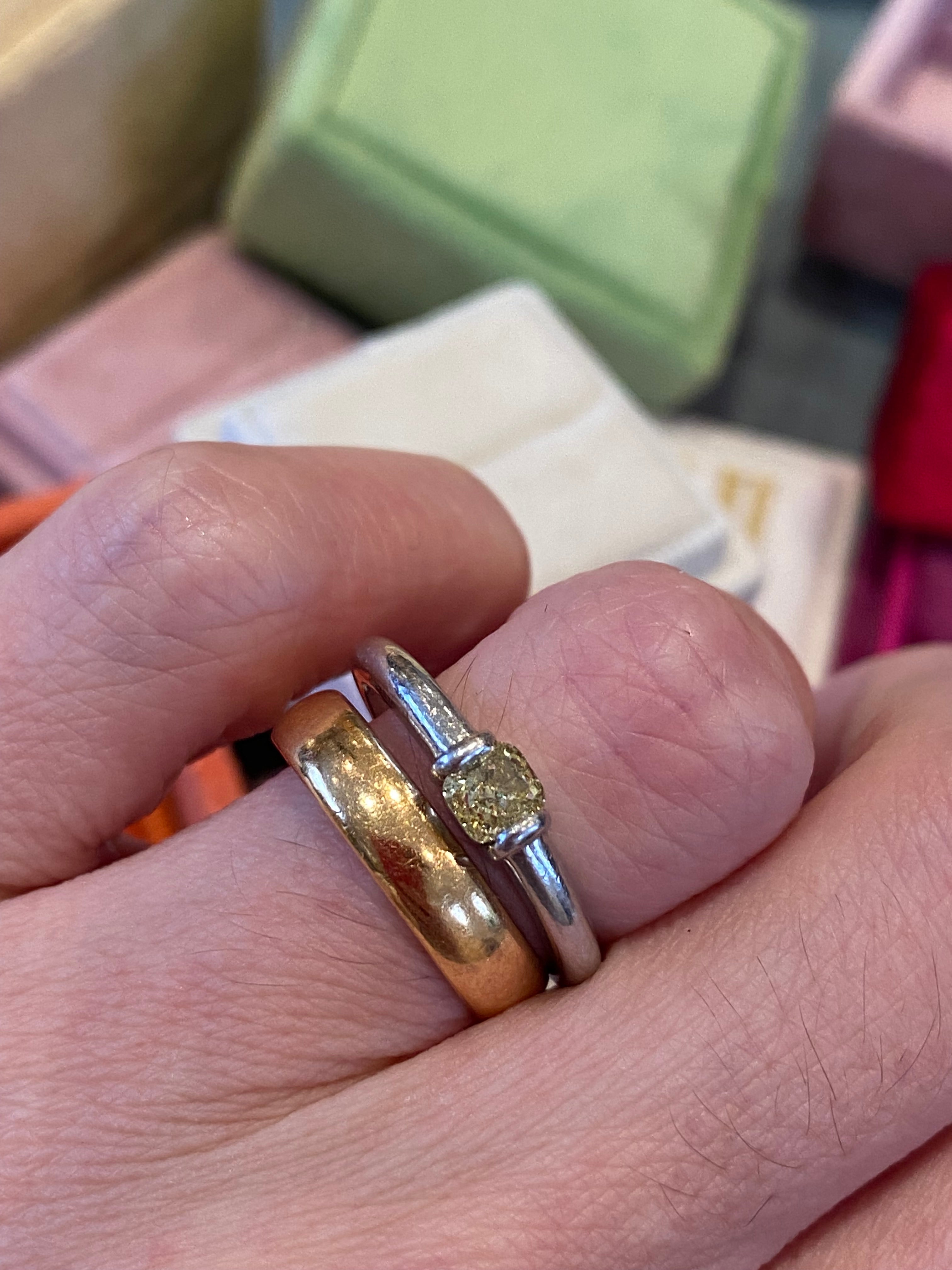 0.39 Carat Fancy Yellow Cushion Cut Diamond Solitaire Ring in Platinum
