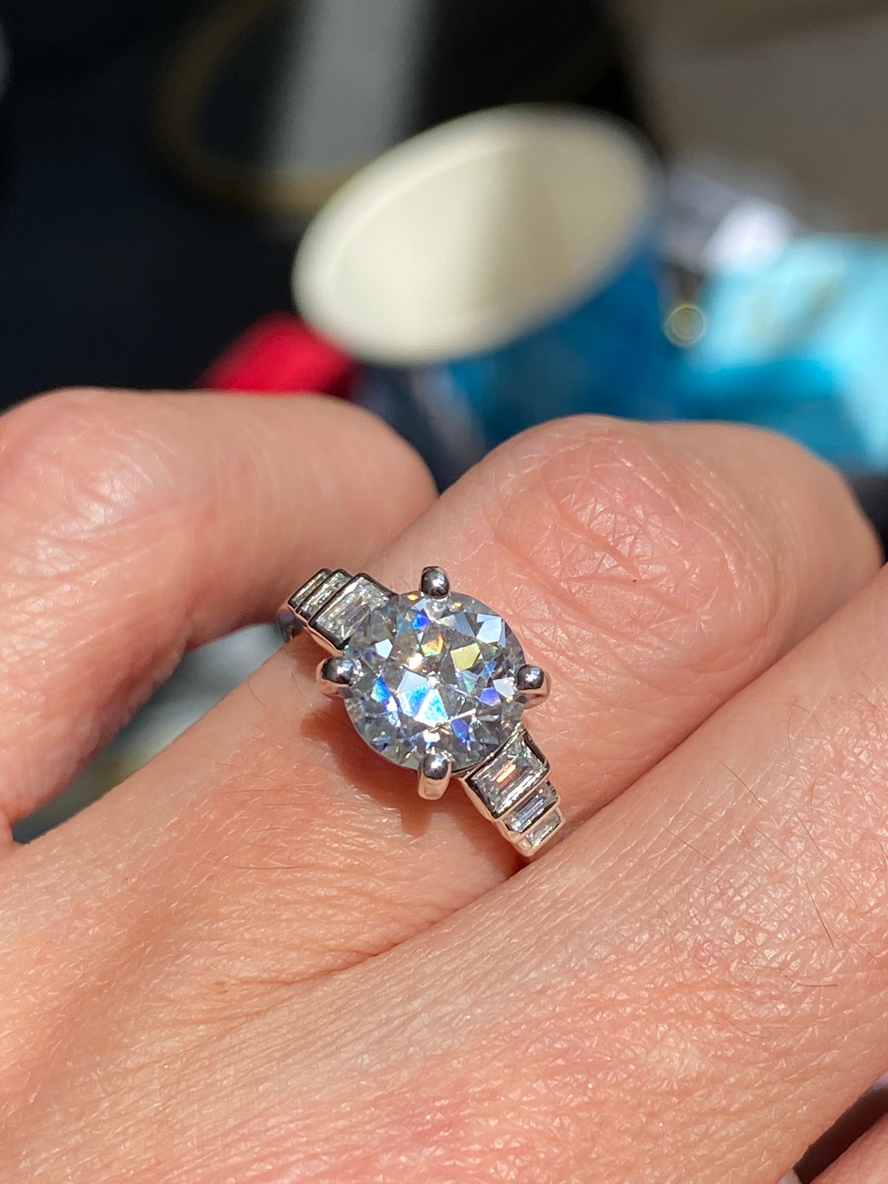 3.00 CTW Moissanite Art Deco Style Engagement Ring