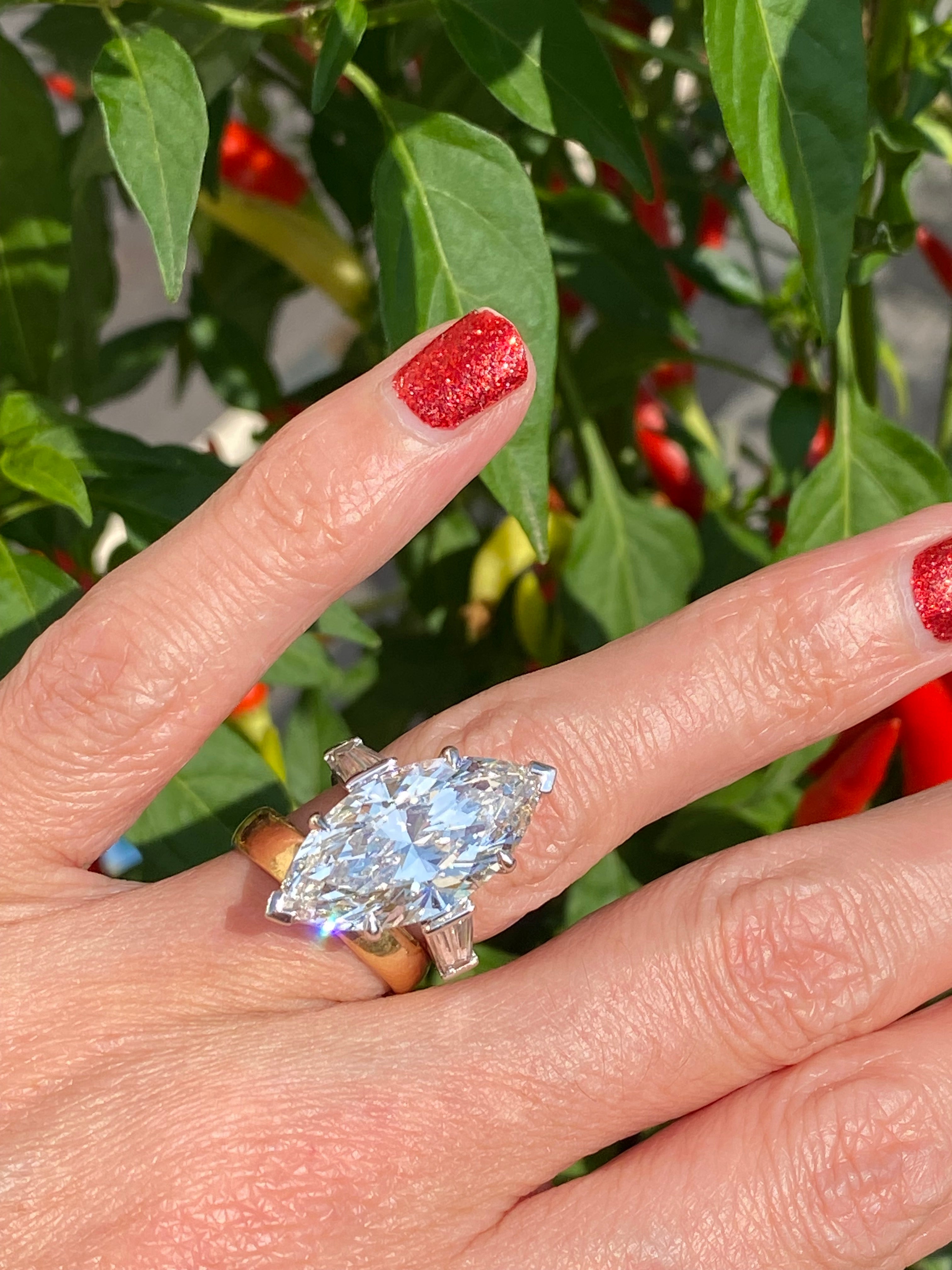 10.03 Carat Marquise Cut Lab Diamond Solitaire Engagement Ring in Platinum