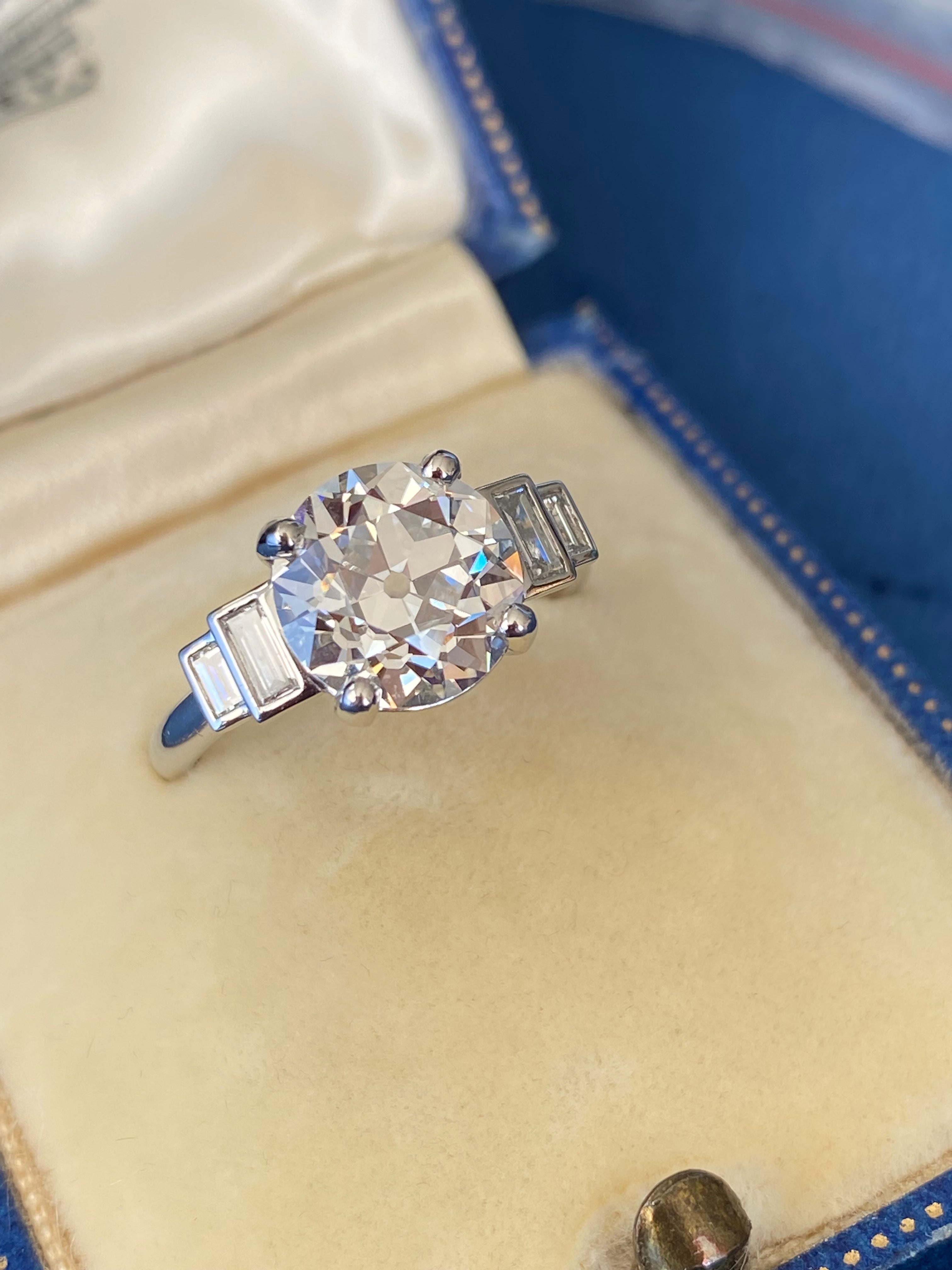 Heritage 3.25CT + Old European Cut Lab Grown Diamond Engagement Ring, at Least F Colour / VS Clarity