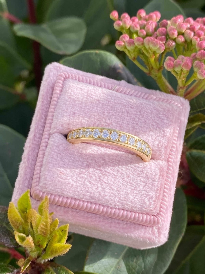 0.50ctw Moissanite Eternity Stacking Ring in Sterling Silver / 9ct Yellow Gold