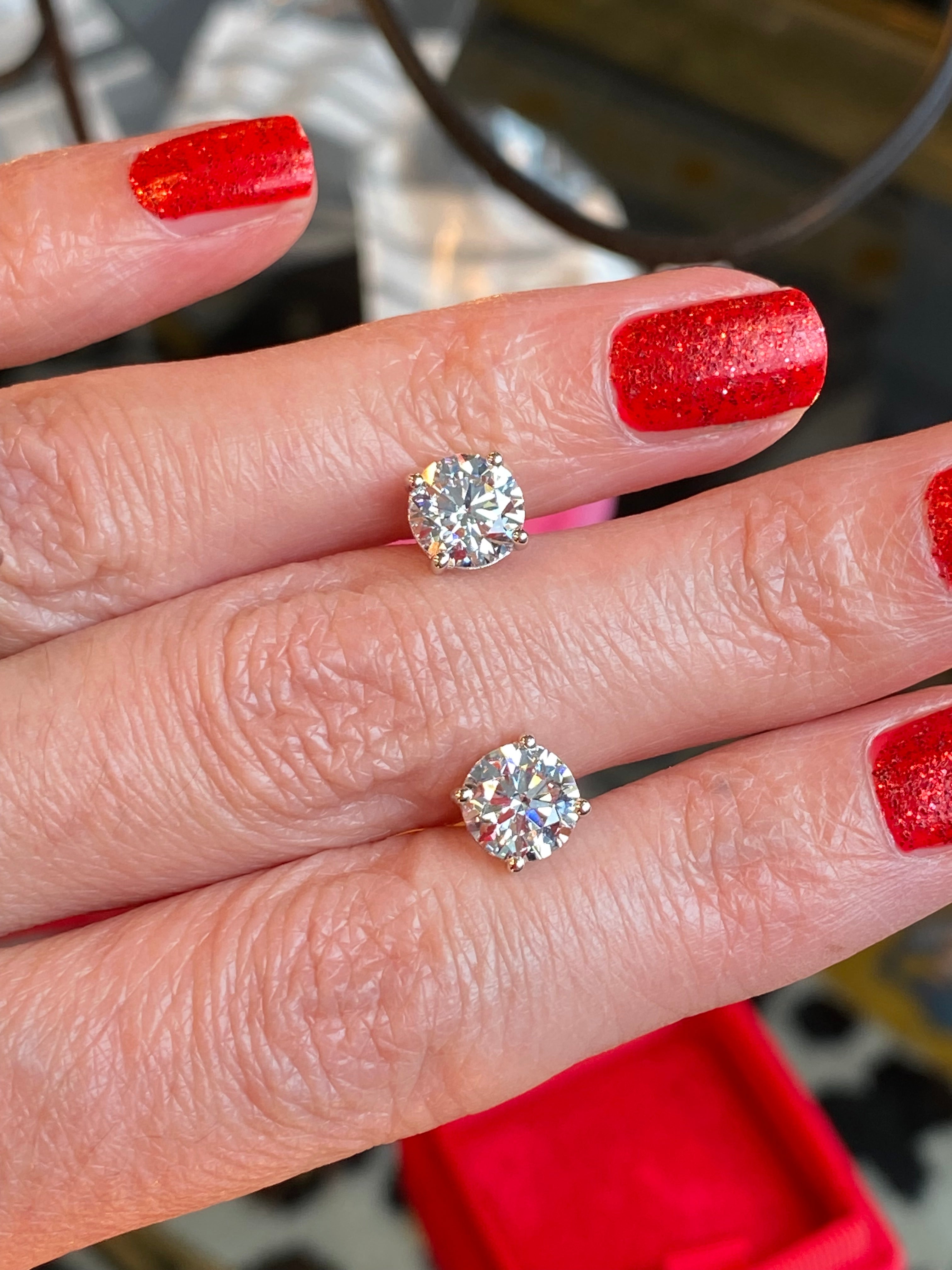3.00 CTW Round Brilliant Lab Grown Diamond Stud Earrings in 9ct White Gold, F Colour / VS Clarity