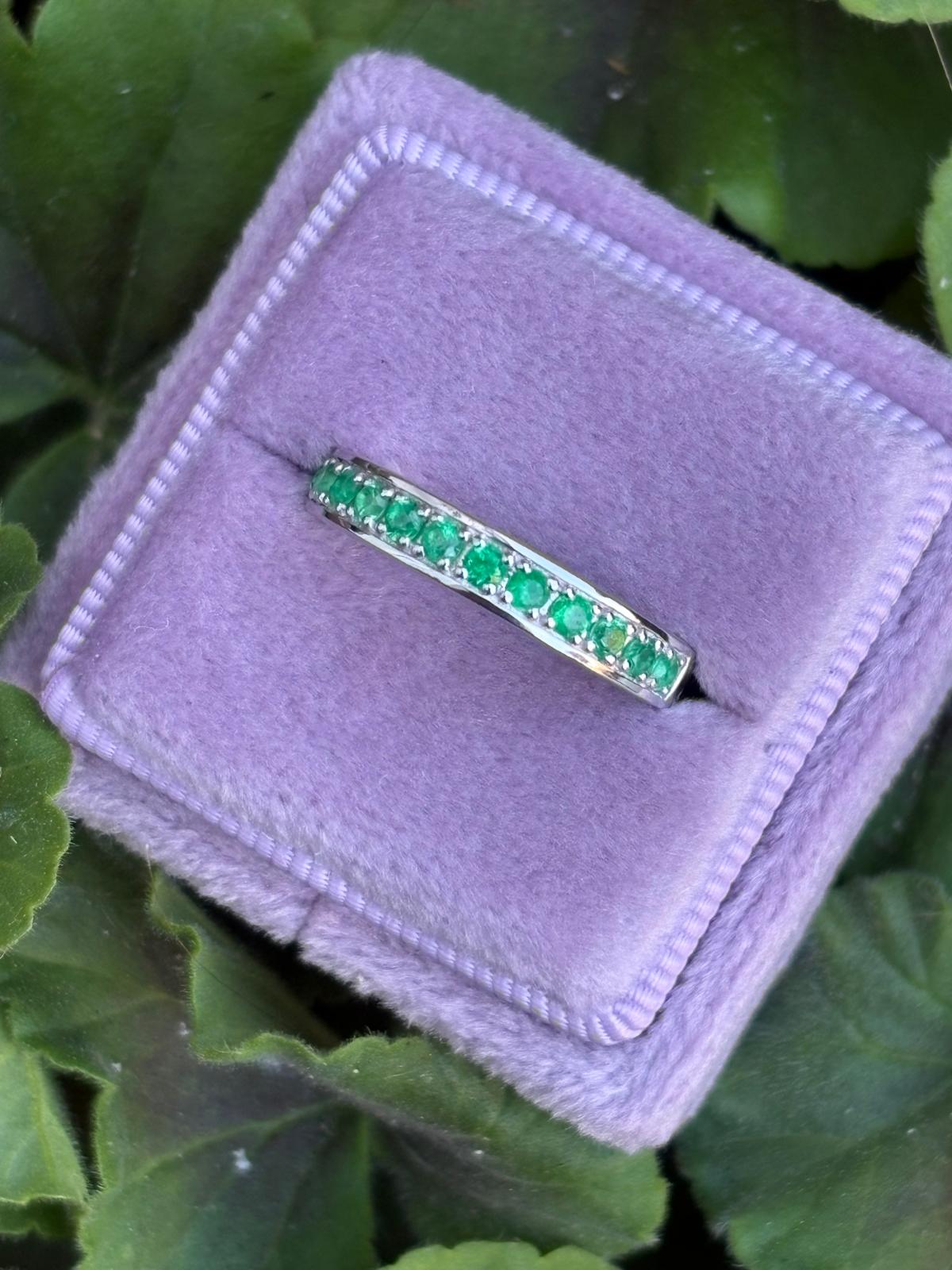 0.50 CTW Emerald Eternity Stacking Ring in Sterling Silver