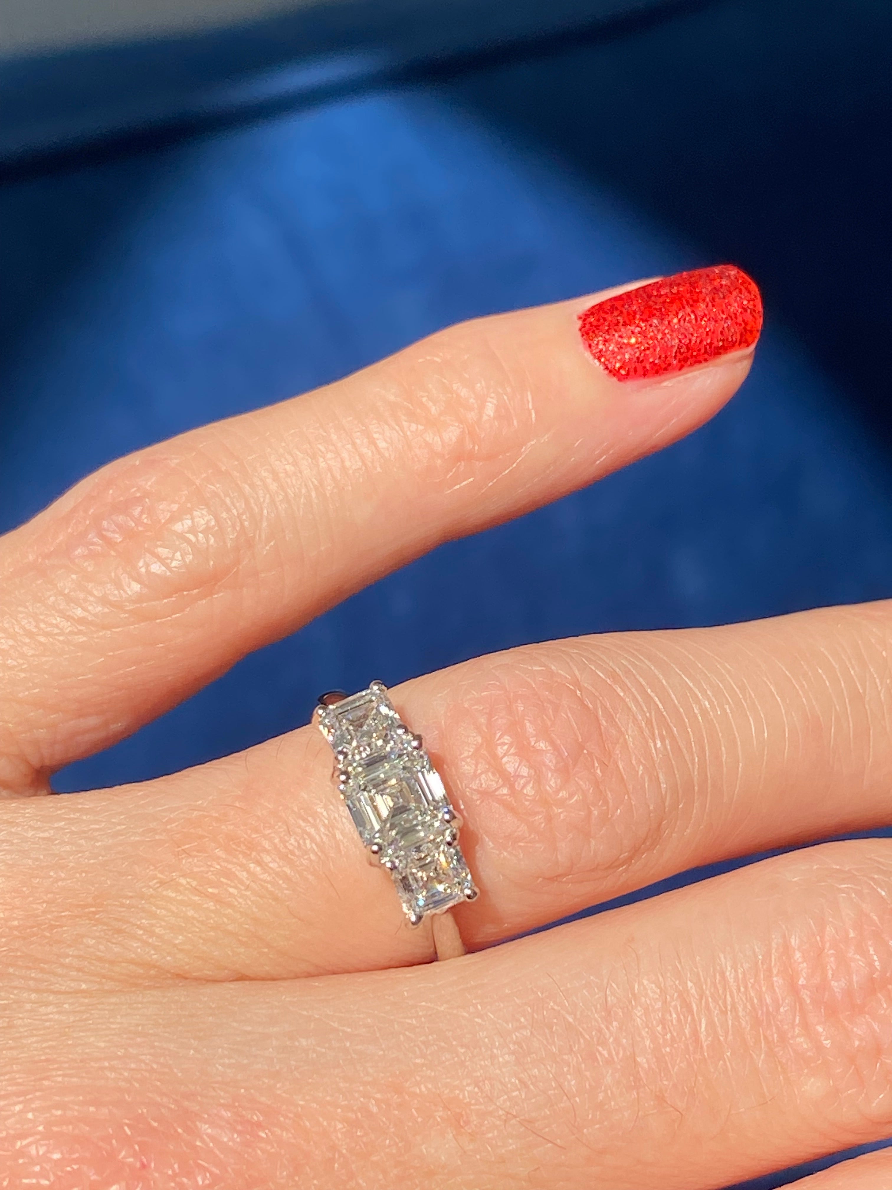 Heritage 2.00 CT + Asscher Cut Lab Grown Diamond Three Stone Trilogy Engagement Ring, at Least F Colour / VVS Clarity