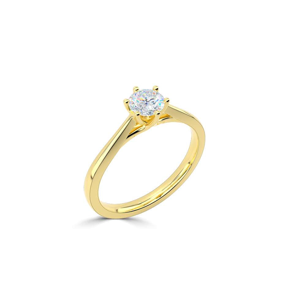 2.00 CT + Round Brilliant Lab Grown Diamond Six Claw Solitaire Engagement Ring, at Least F Colour / VVS Clarity