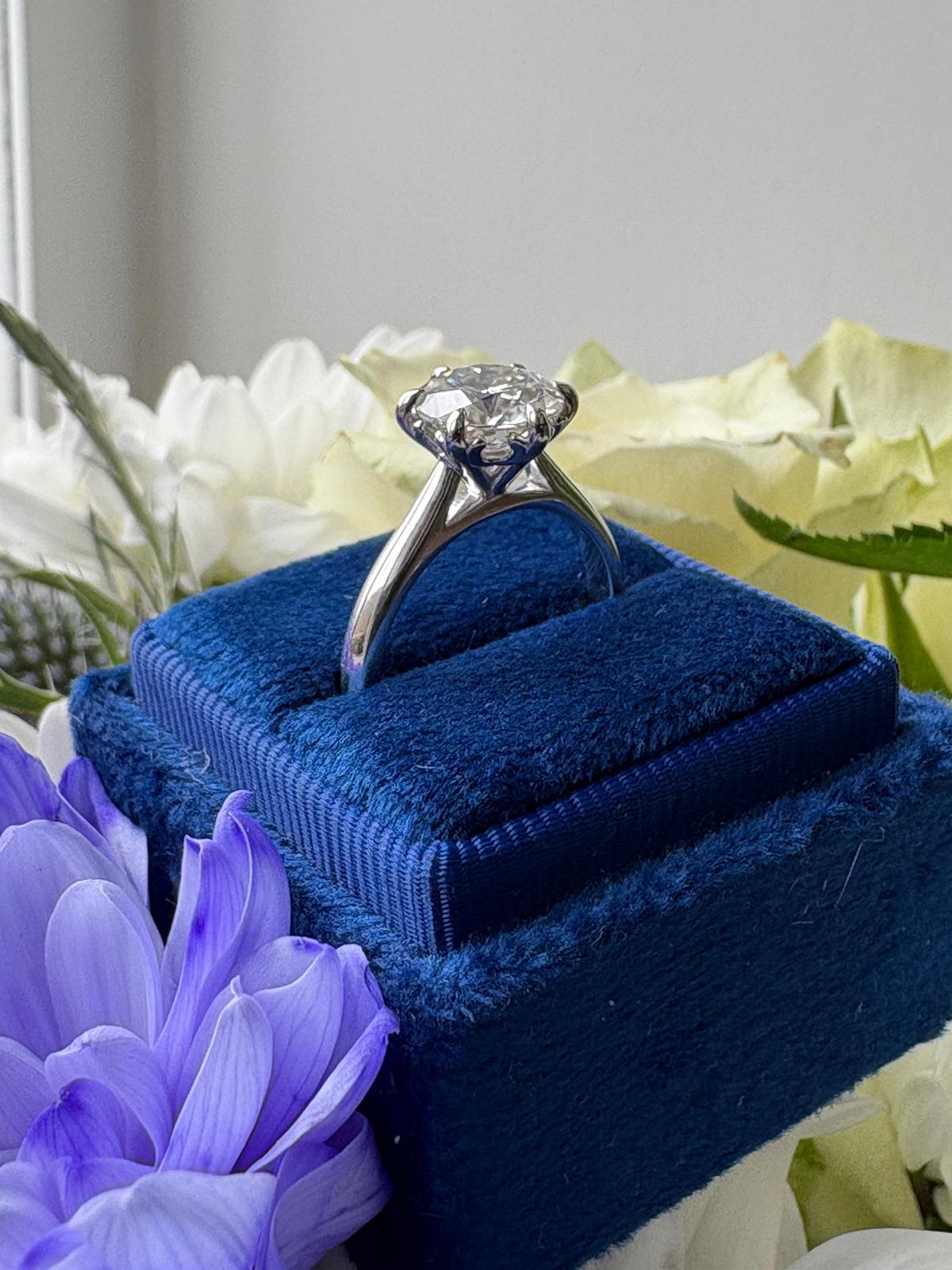 2.00 Carat Knife Edge Round Brilliant Moissanite Solitaire Ring