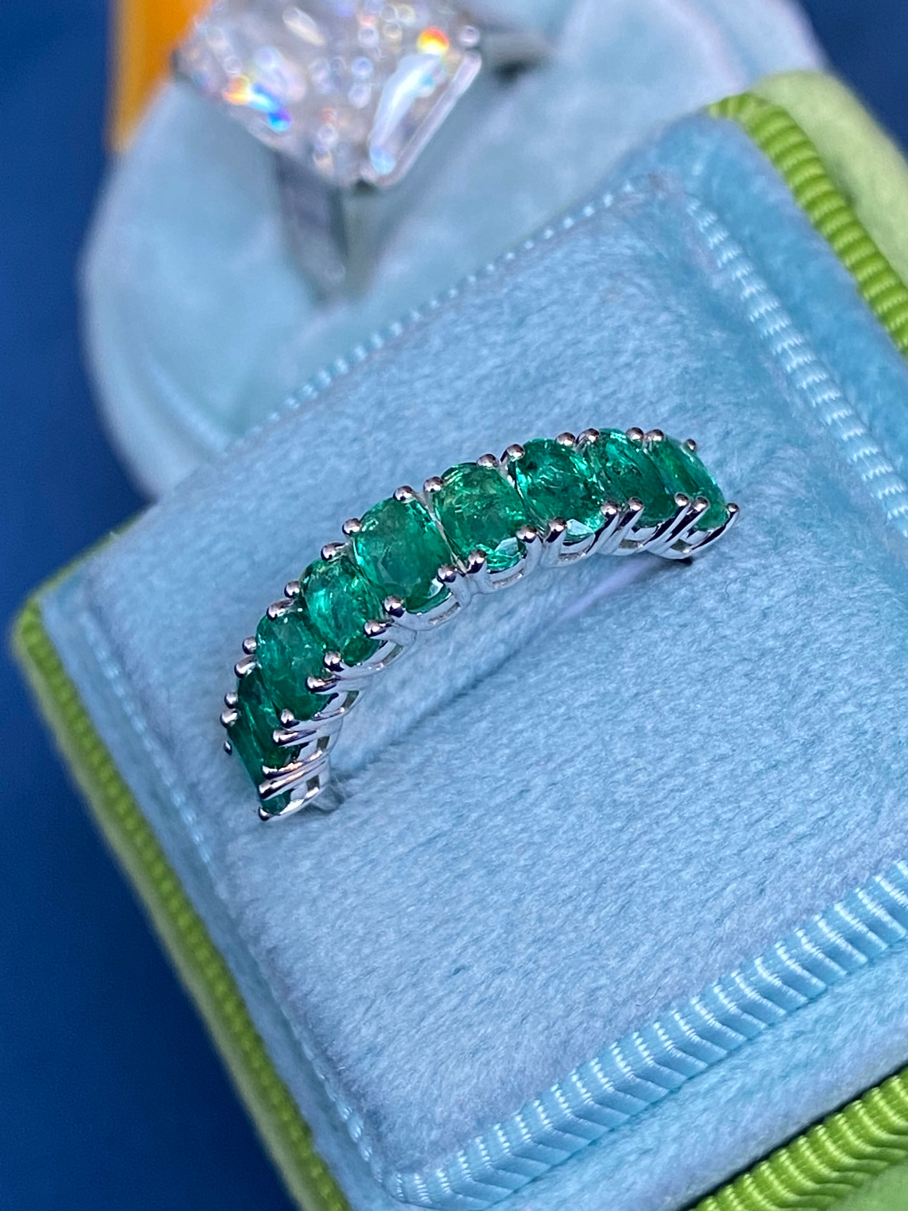 1.74 CTW Emerald Eternity Ring in 9ct White Gold