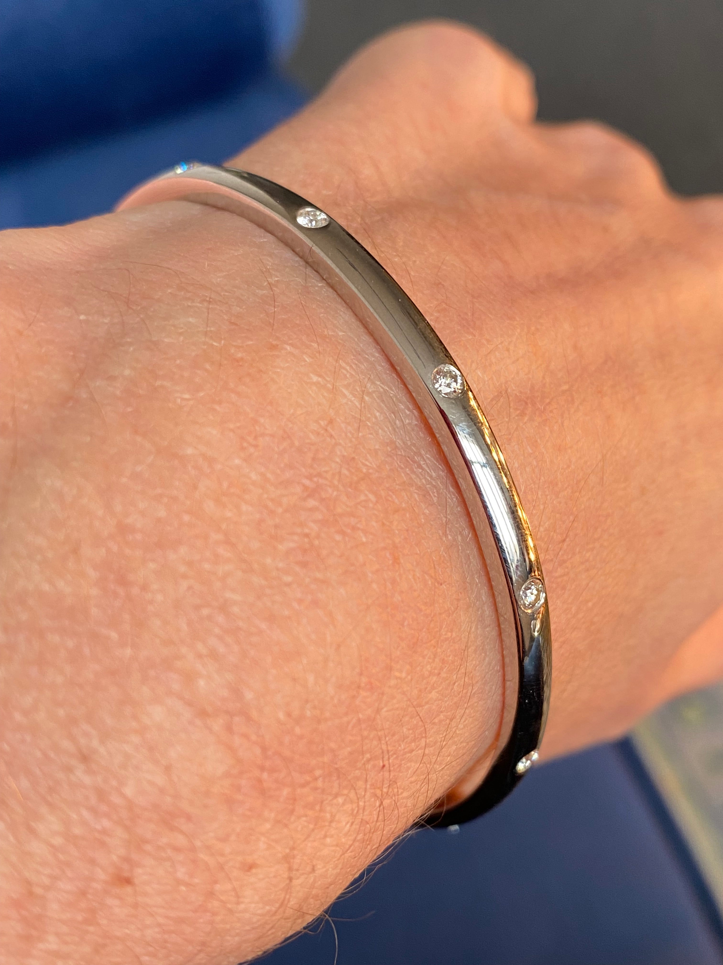 0.80ctw Moissanite Sterling Silver Bangle