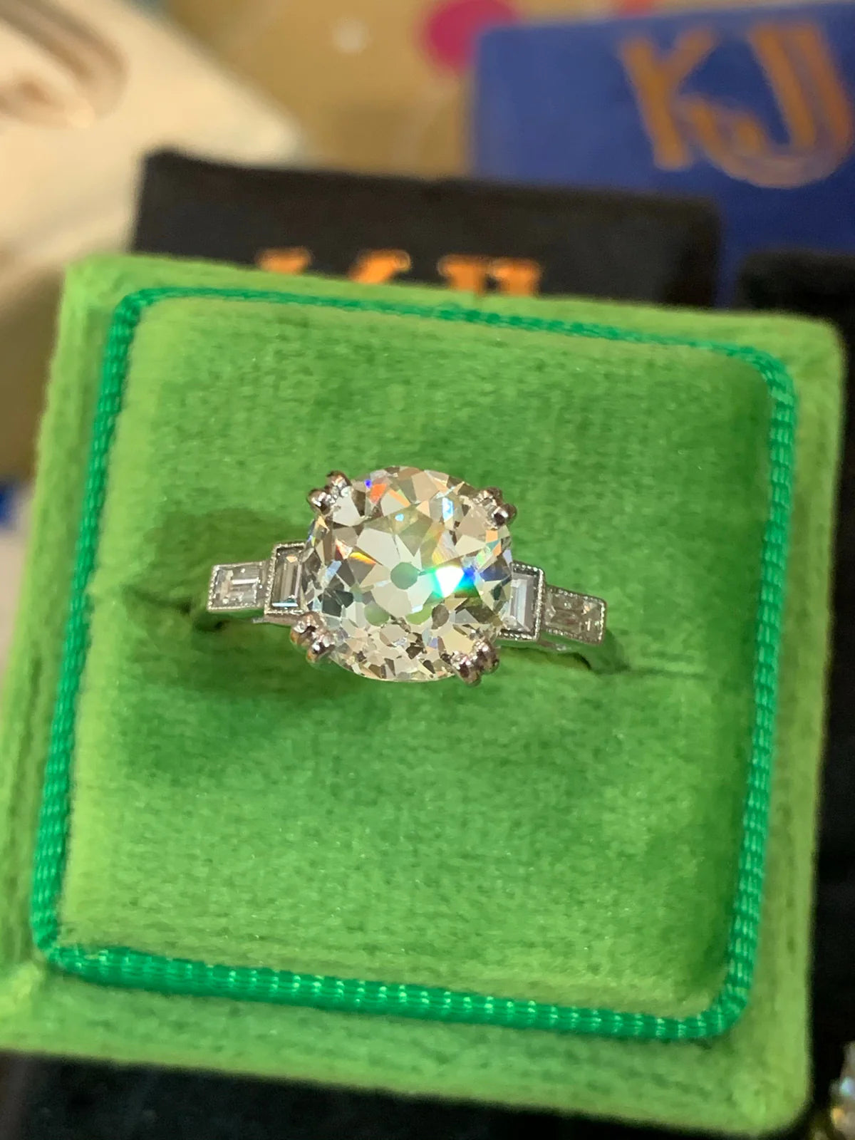 Heritage 3.25 CTW + Old Cut Lab Grown Diamond Engagement Ring, at Least F Colour / VS Clarity