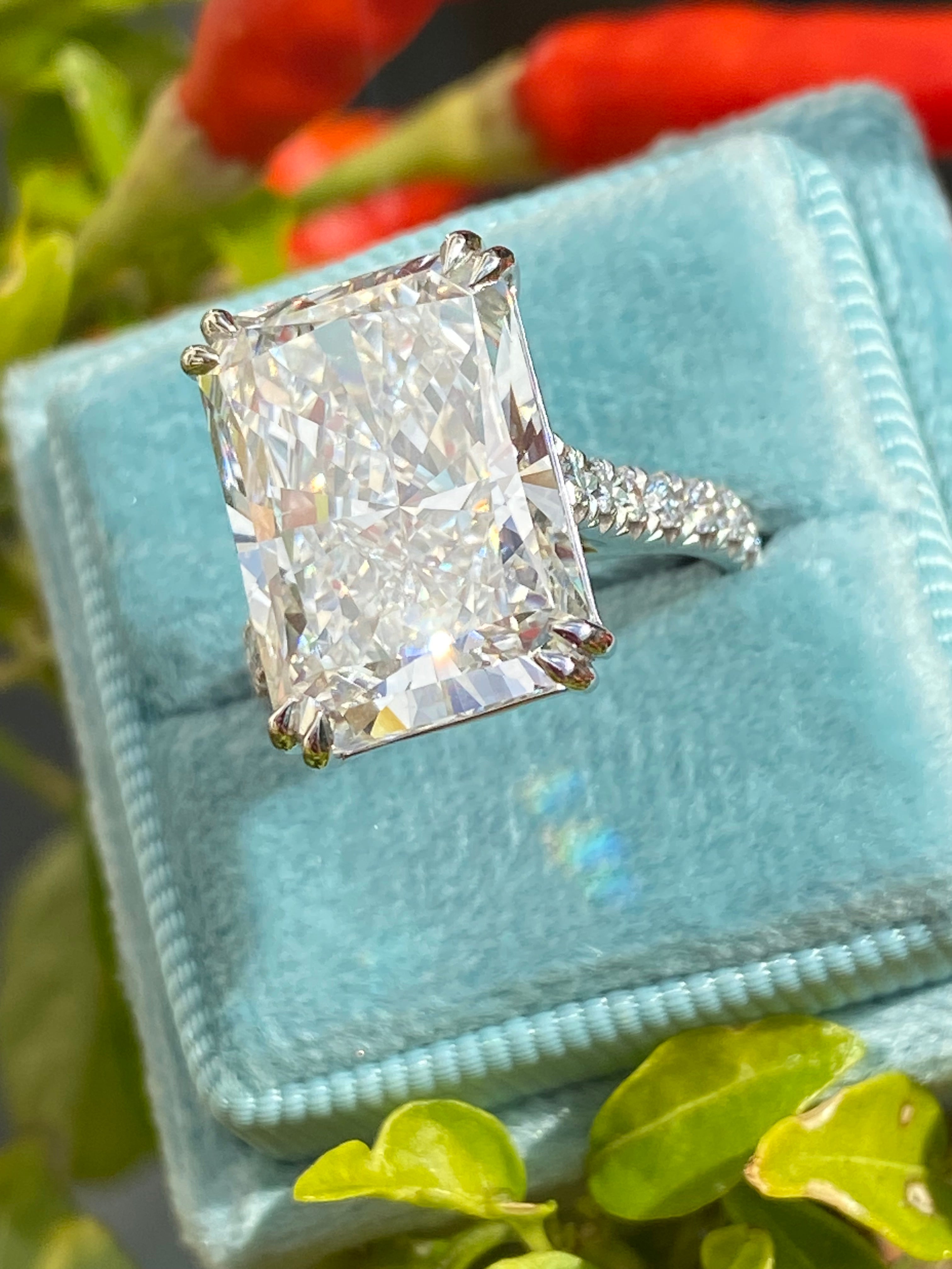 10.23 Carat Radiant Cut Lab Diamond Solitaire Engagement Ring in Platinum