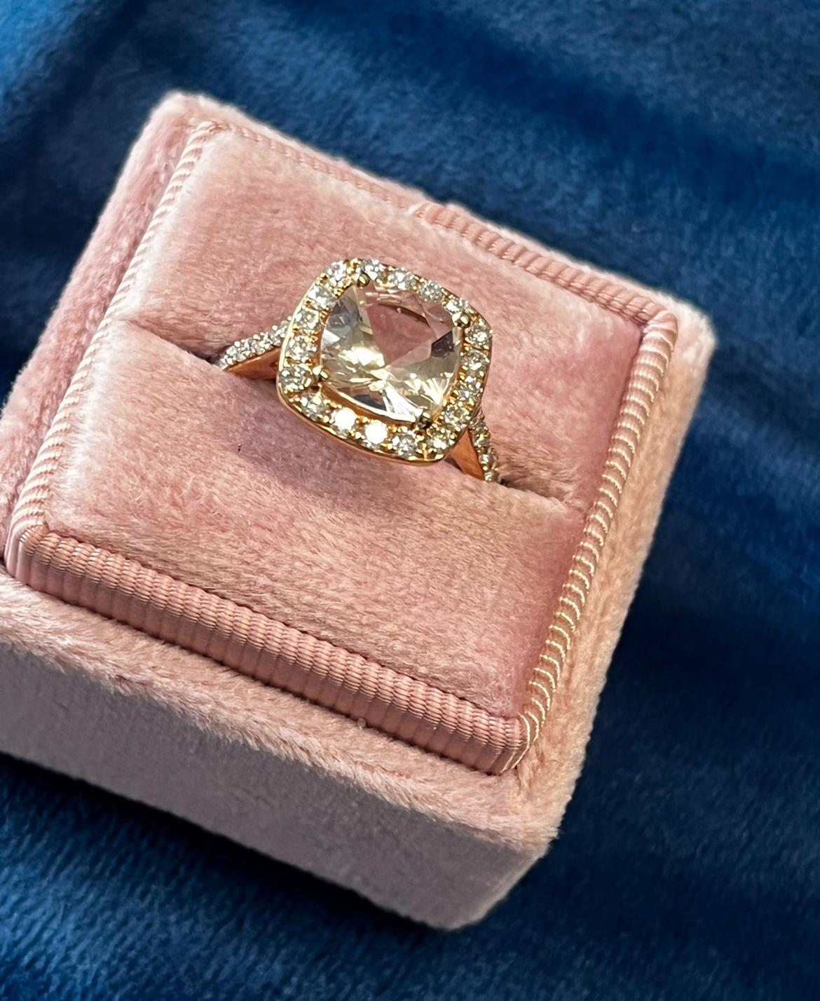 1.63 Carat Morganite and Natural Diamond Ring in 18ct Rose Gold
