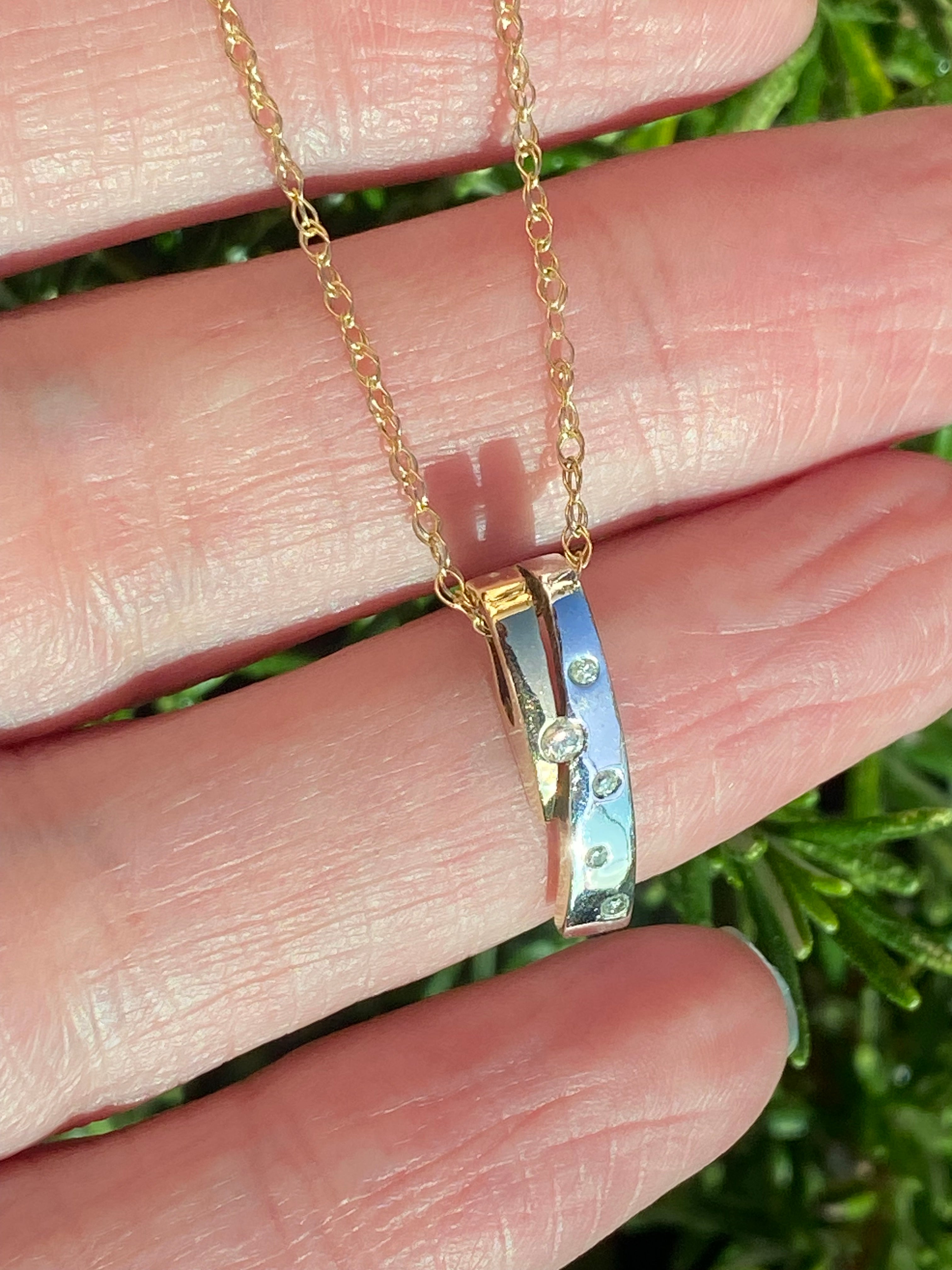 Vintage Diamond Pendant Necklace in 9ct Yellow and White  Gold