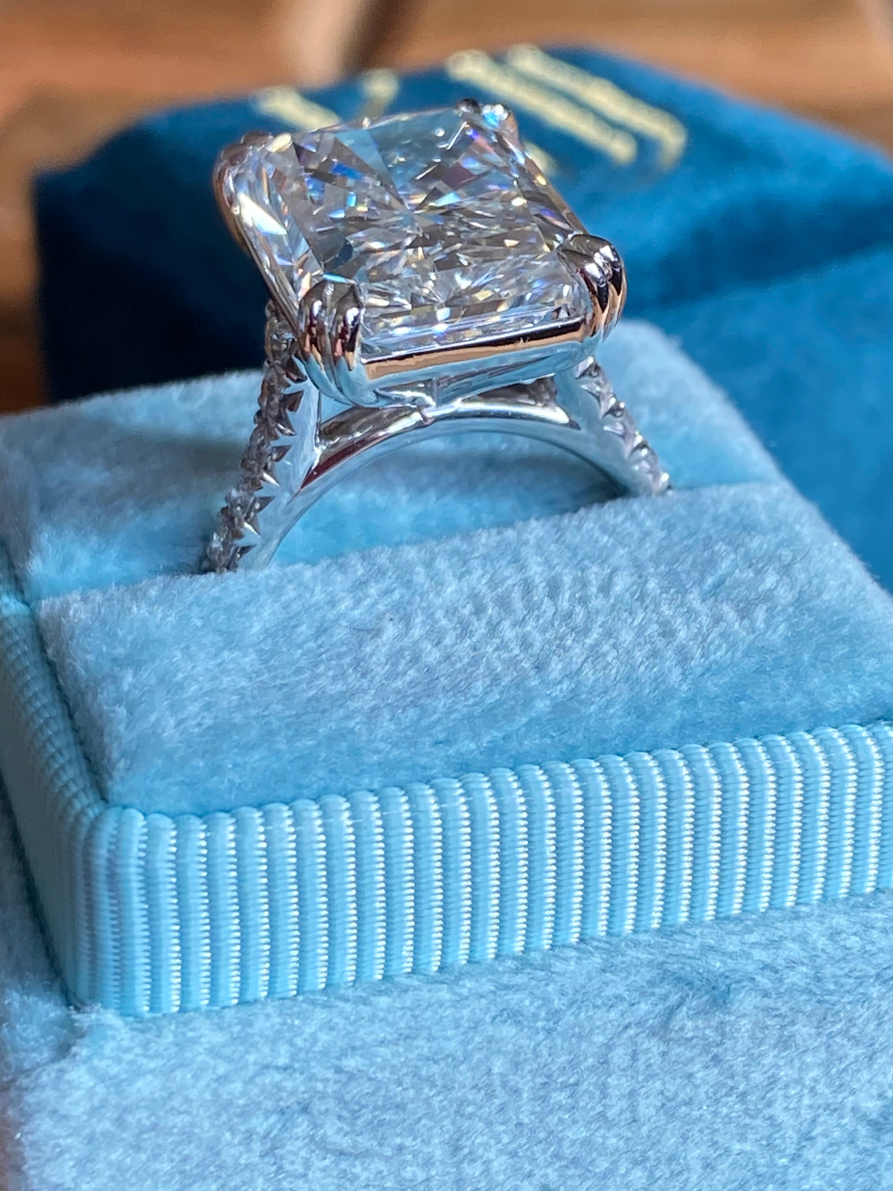 10.23 Carat Radiant Cut Lab Diamond Solitaire Engagement Ring in Platinum