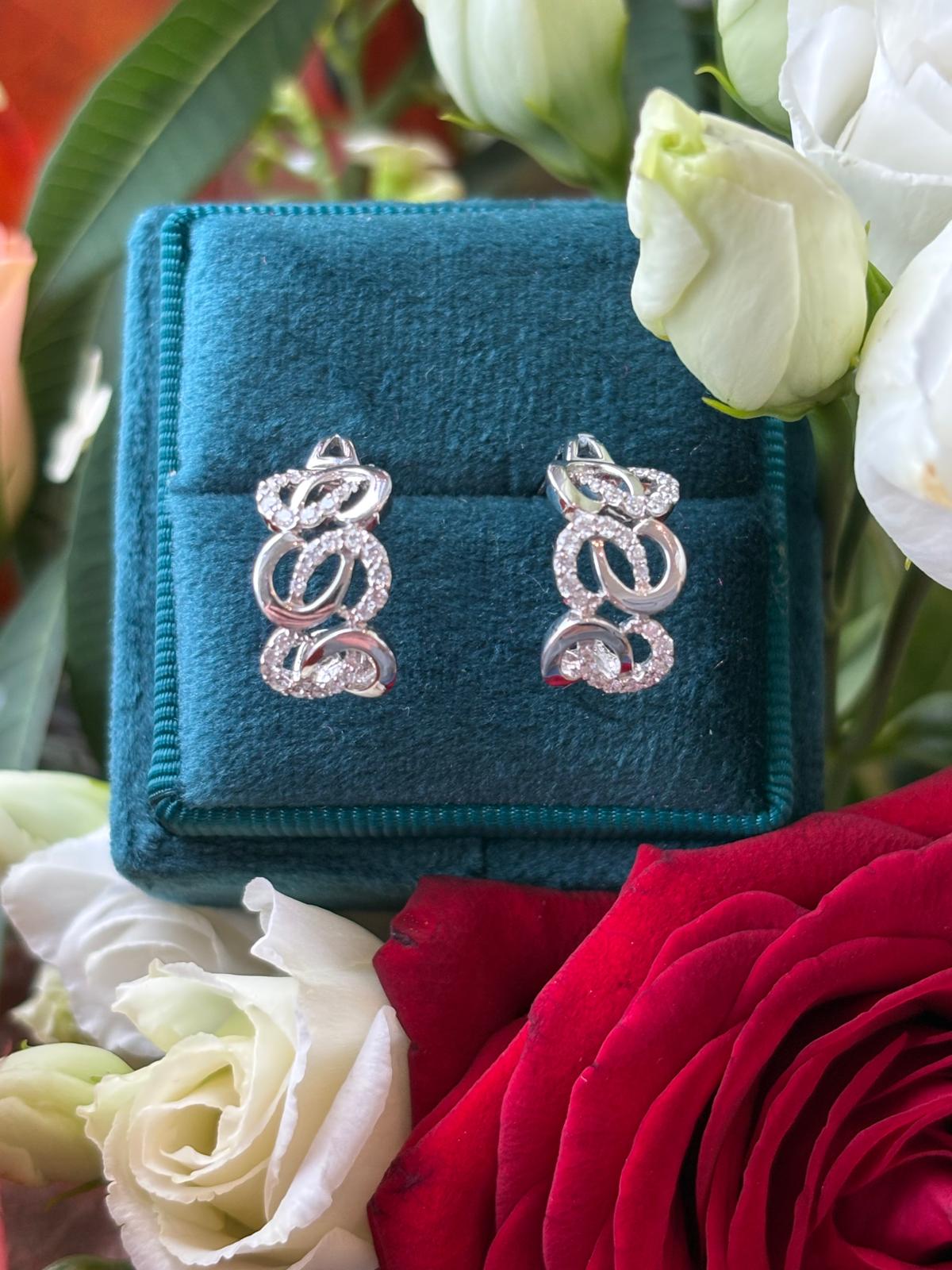 0.38 CTW Natural Diamond Unique Statement Hoop Earrings in 18ct White Gold