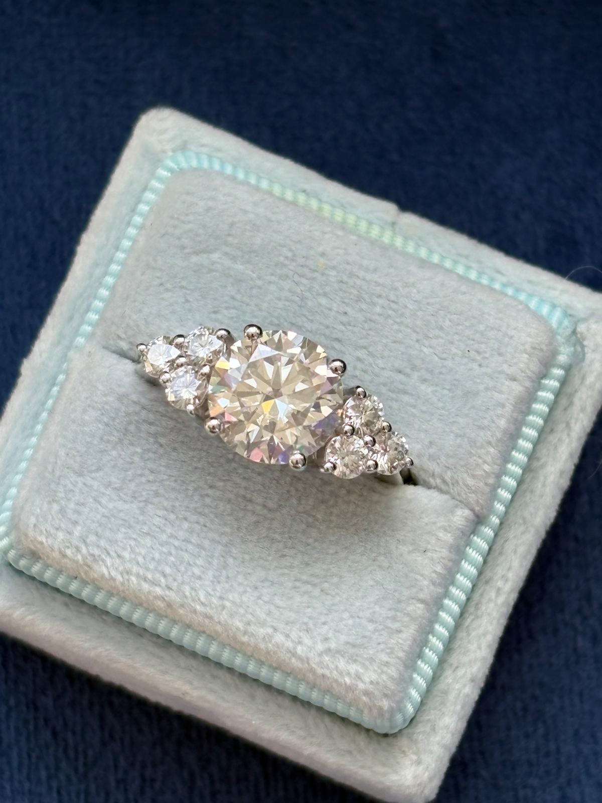 3.15 CTW Round Cut Trefoil Moissanite Three Stone Style Ring in Sterling Silver