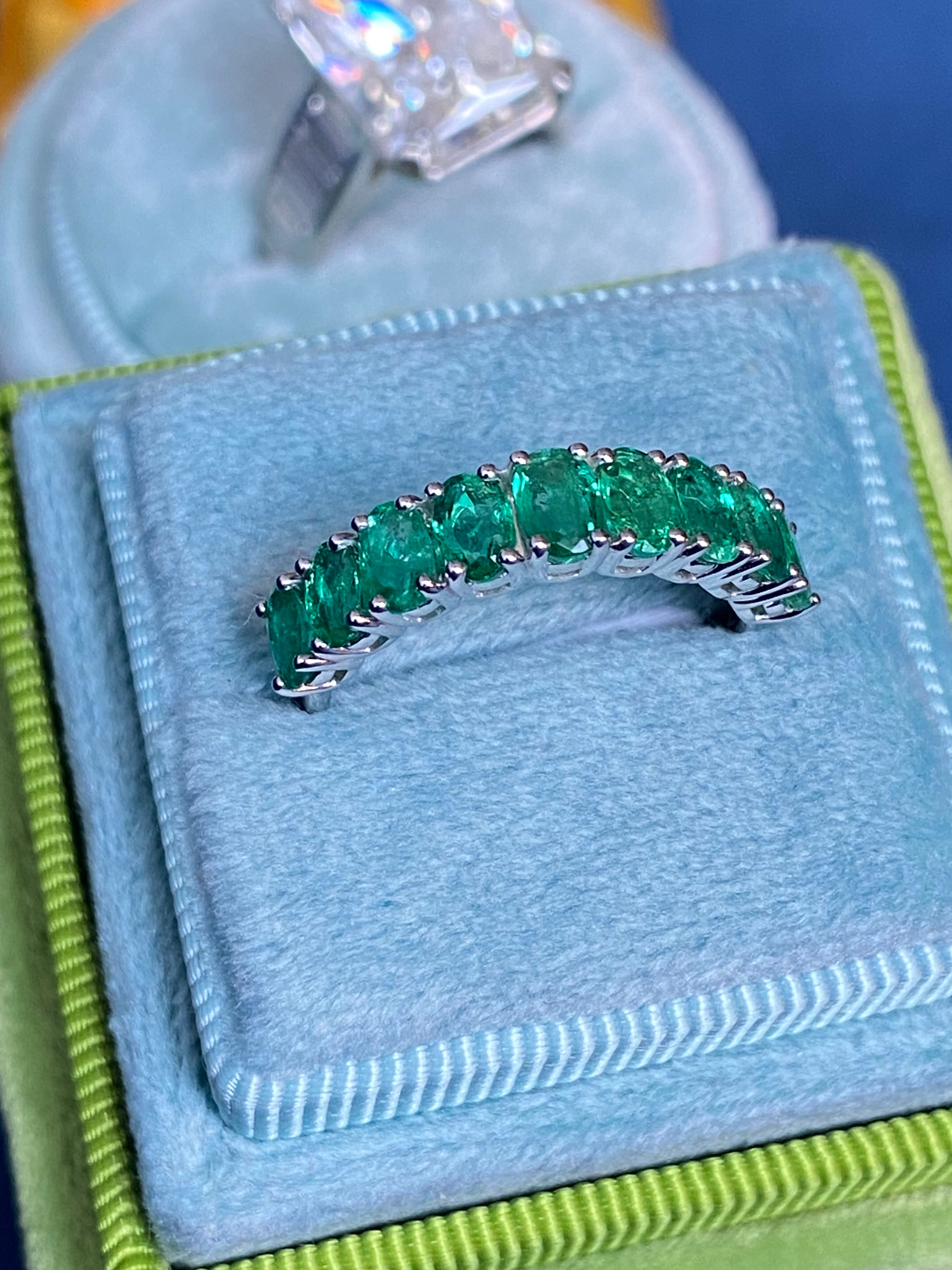 1.74 CTW Emerald Eternity Ring in 9ct White Gold