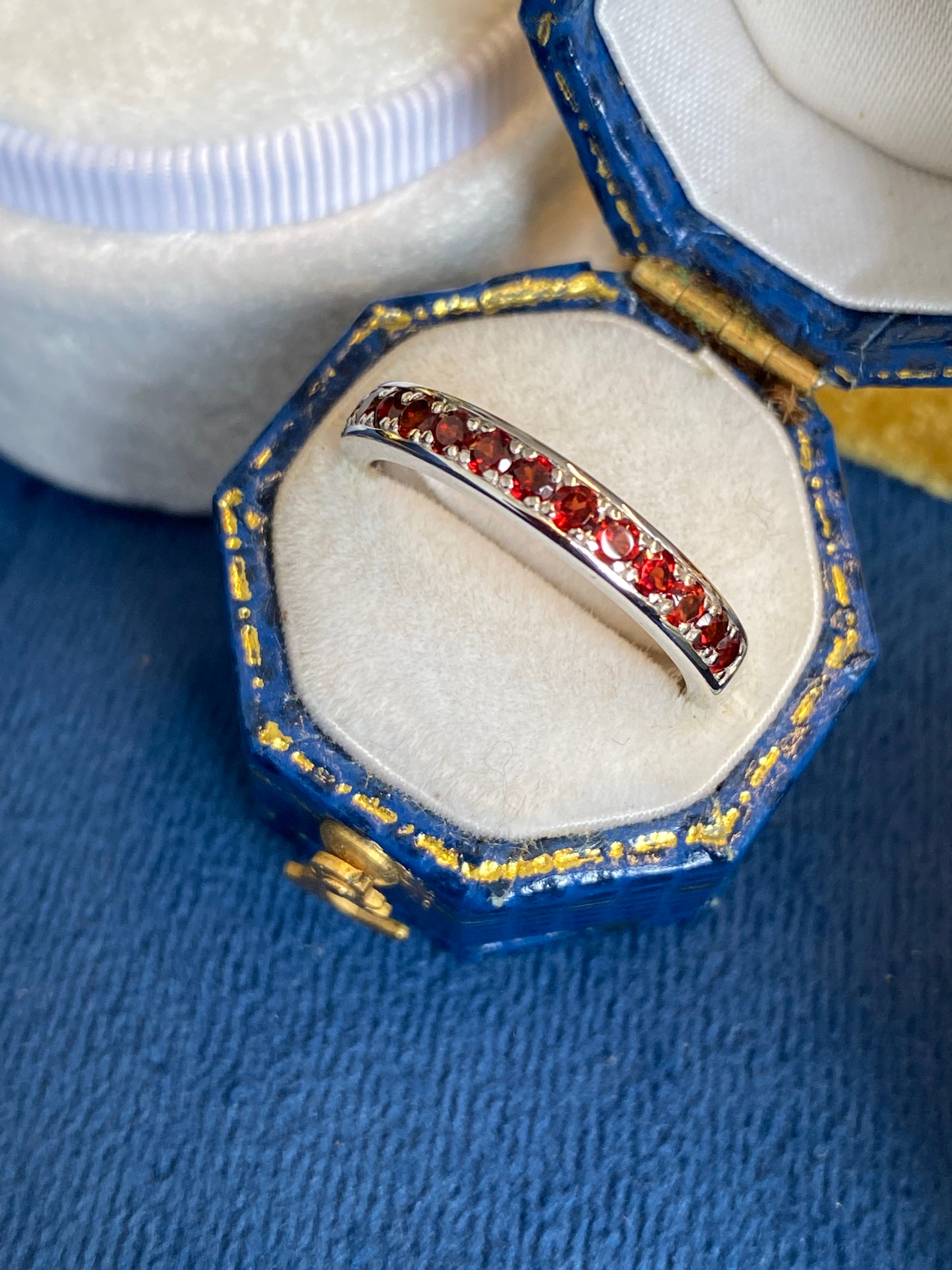 0.50ctw Red Garnet Eternity Stacking Ring in Sterling Silver