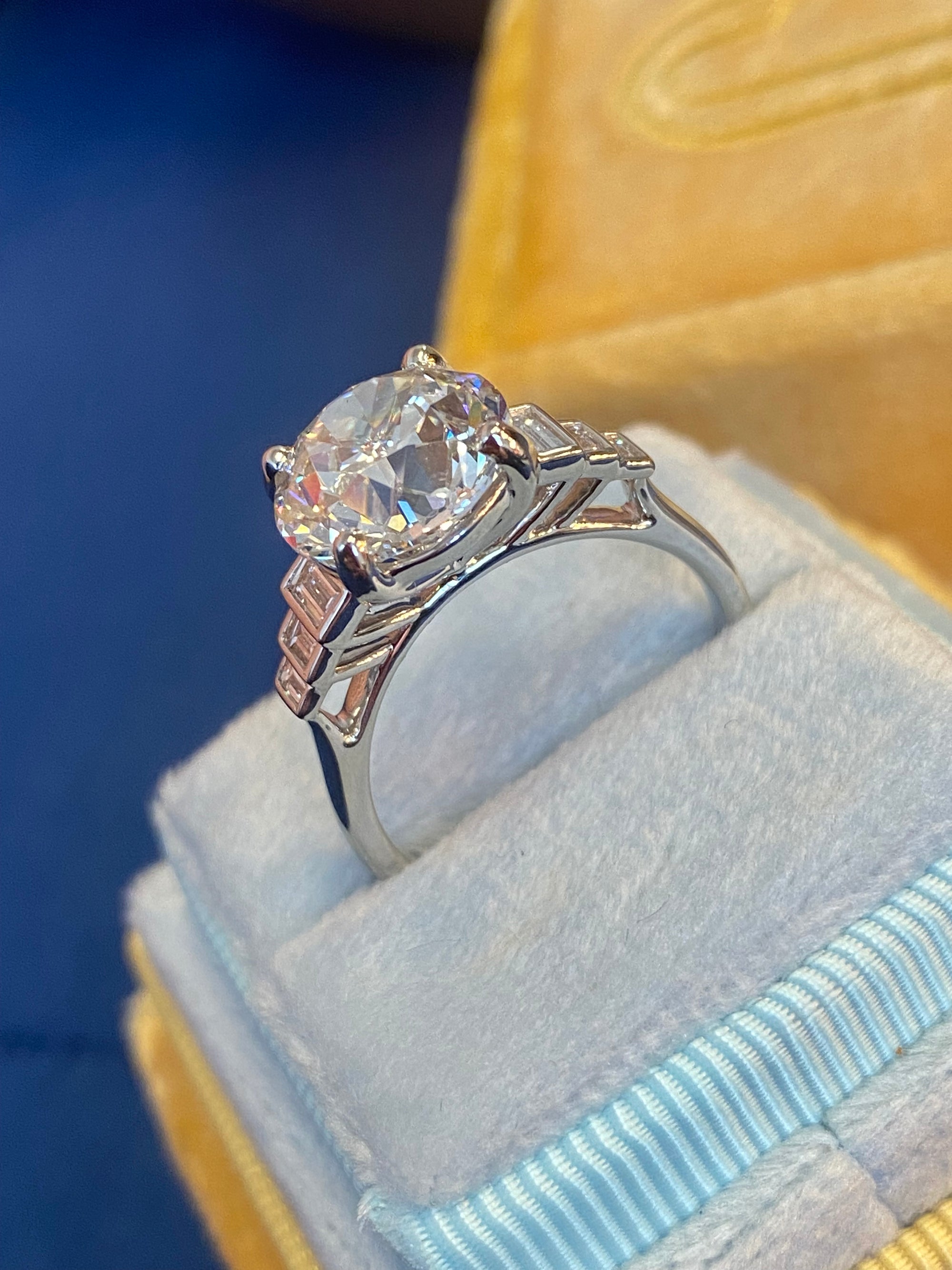 Heritage 4.00 CTW + Old Cut Lab Grown Diamond Art Deco Design Solitaire Engagement Ring, at Least F Colour / VS Clarity