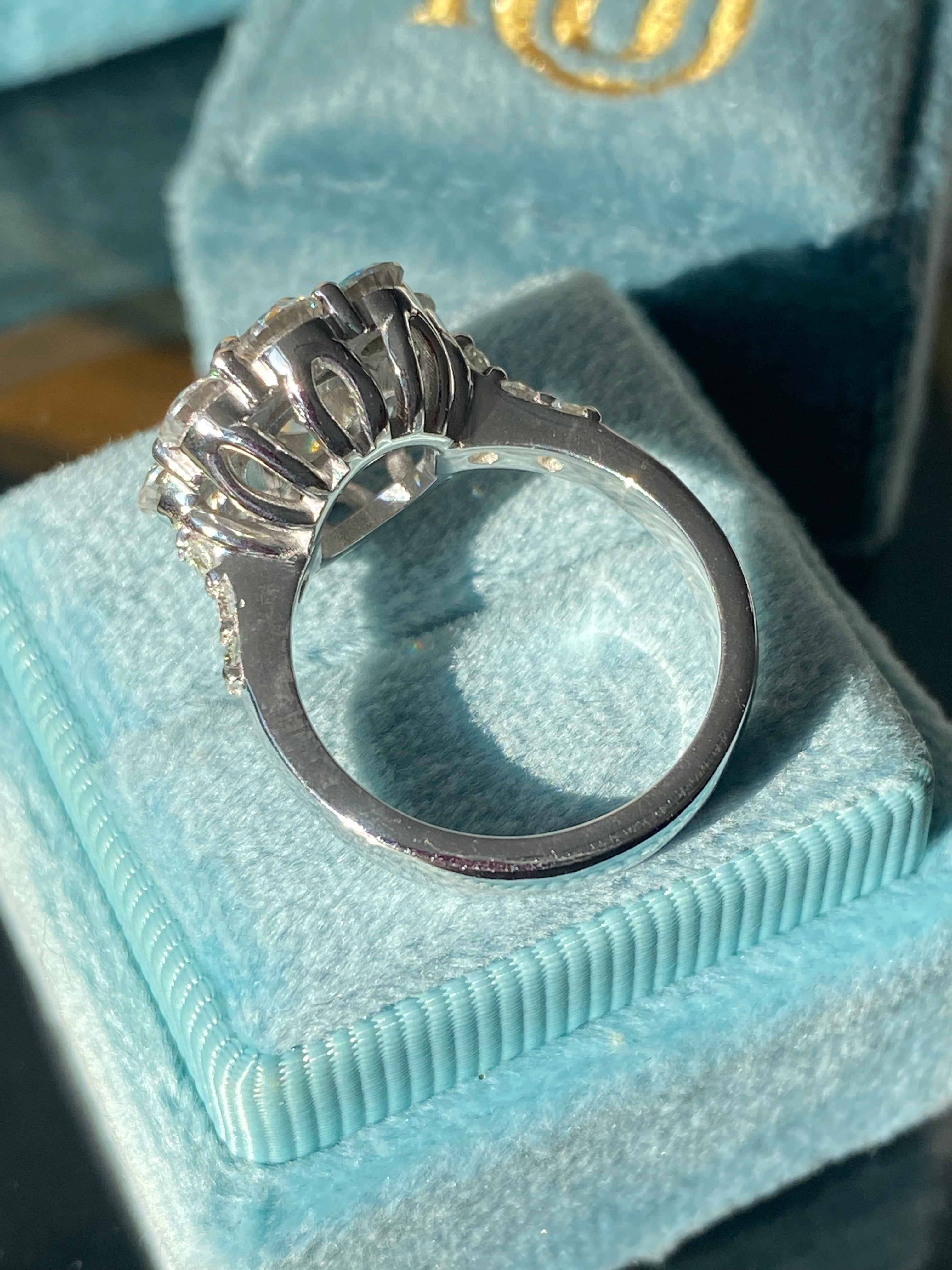 3.38 CTW Moissanite Daisy Halo Engagement Ring in Sterling Silver