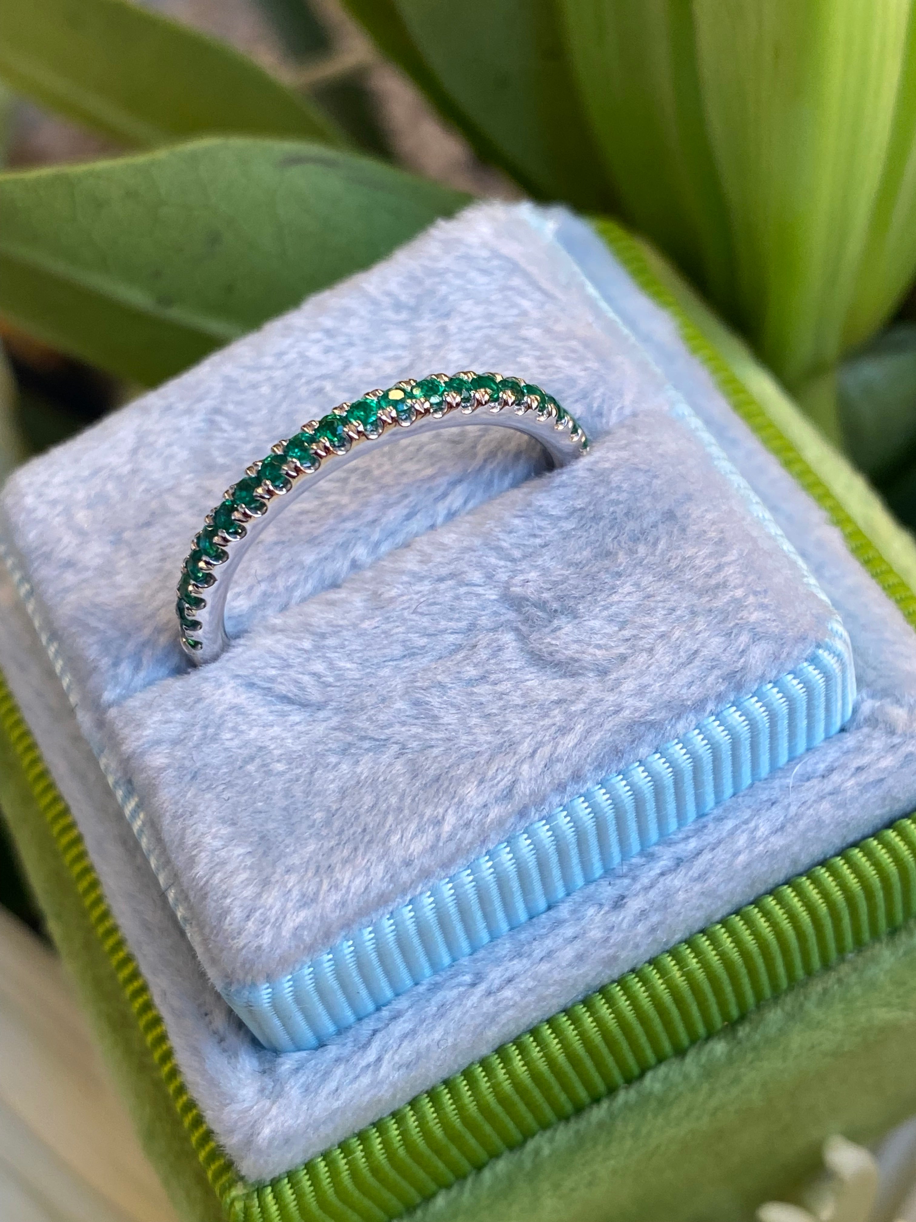 0.27 CTW Emerald Eternity Stacking Ring in Platinum