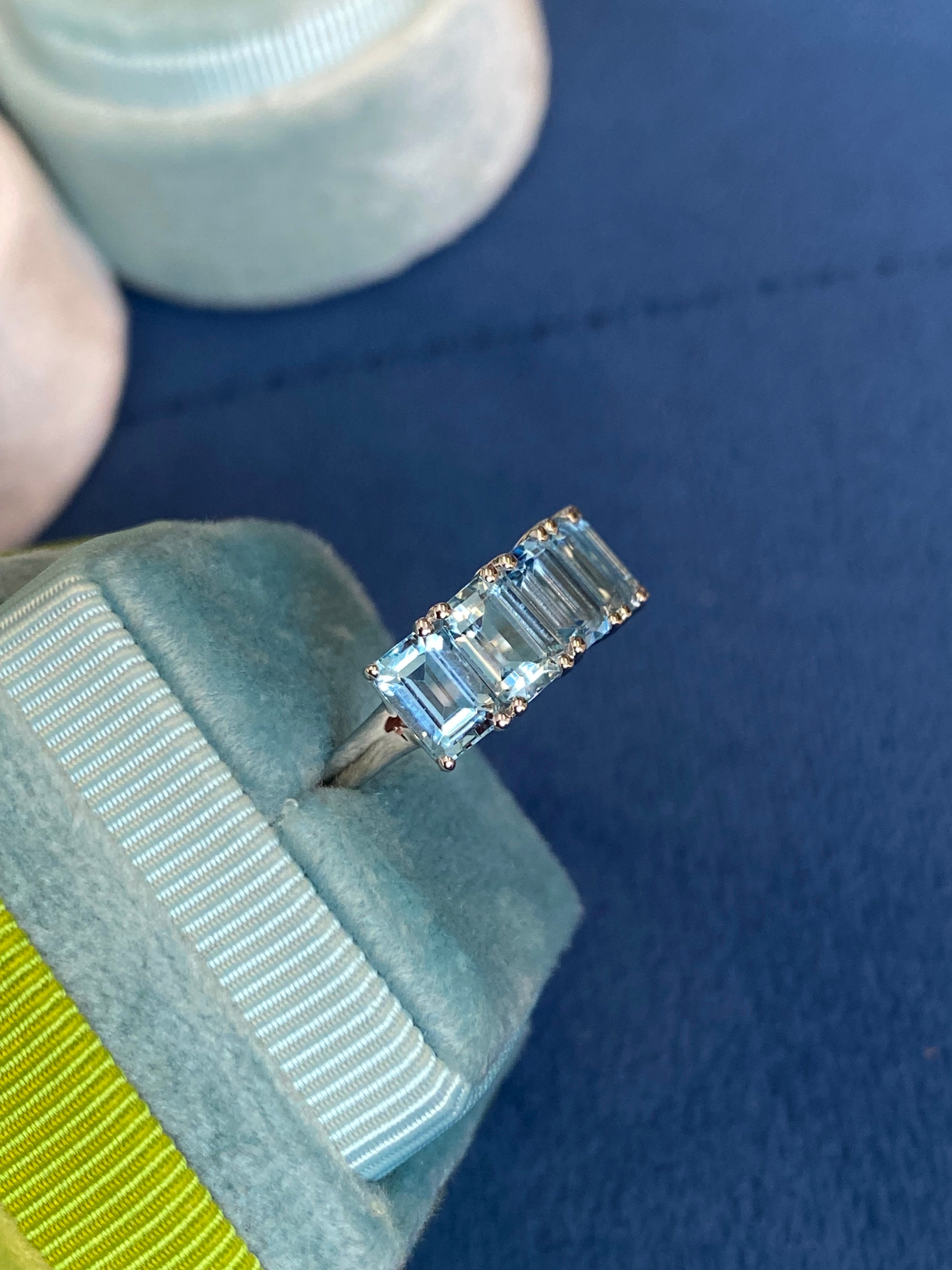 4.34 CTW Aquamarine Eternity Ring in 9ct White Gold